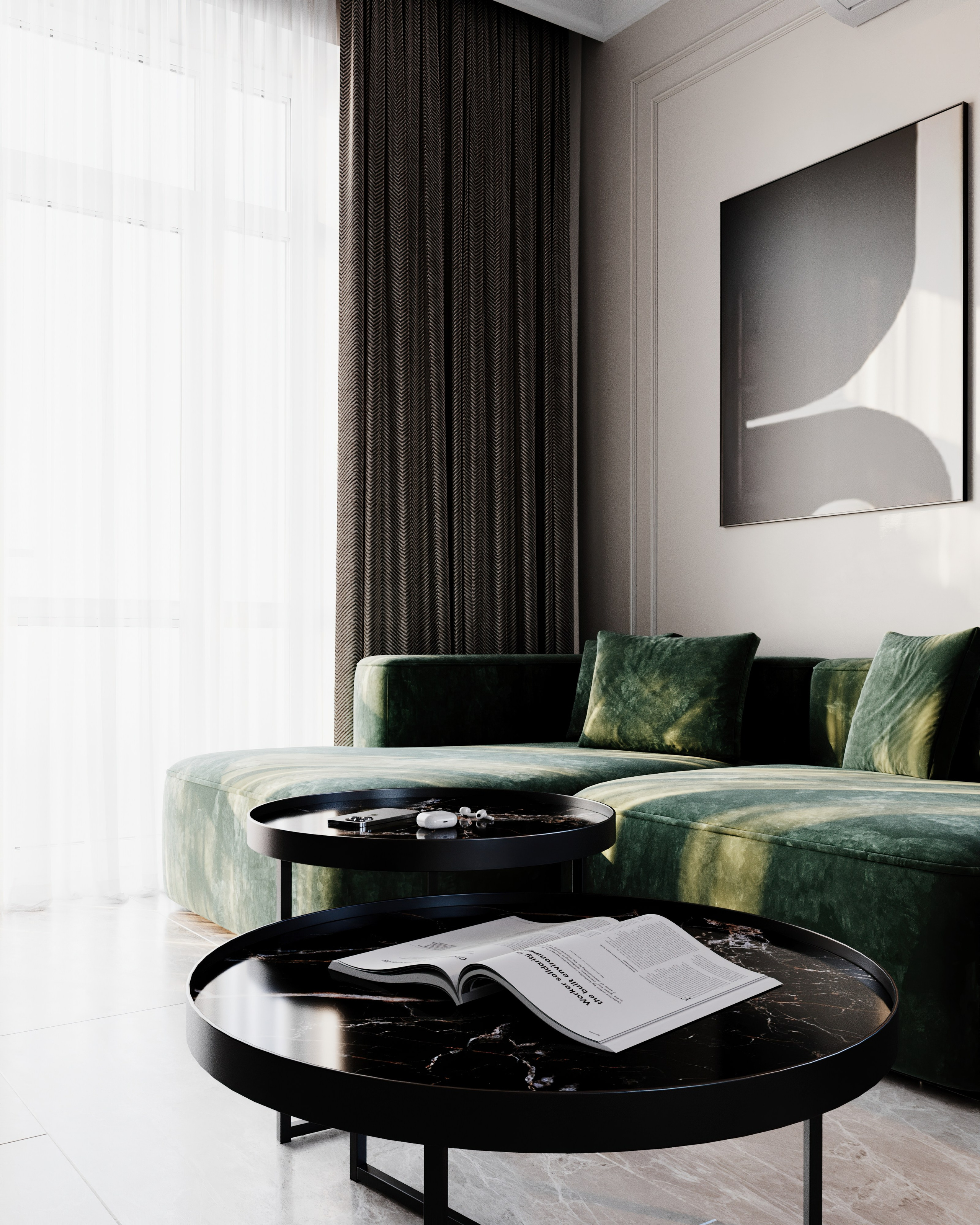 Кухня — гостиная Поляны. Визуализатор Векшина Елена