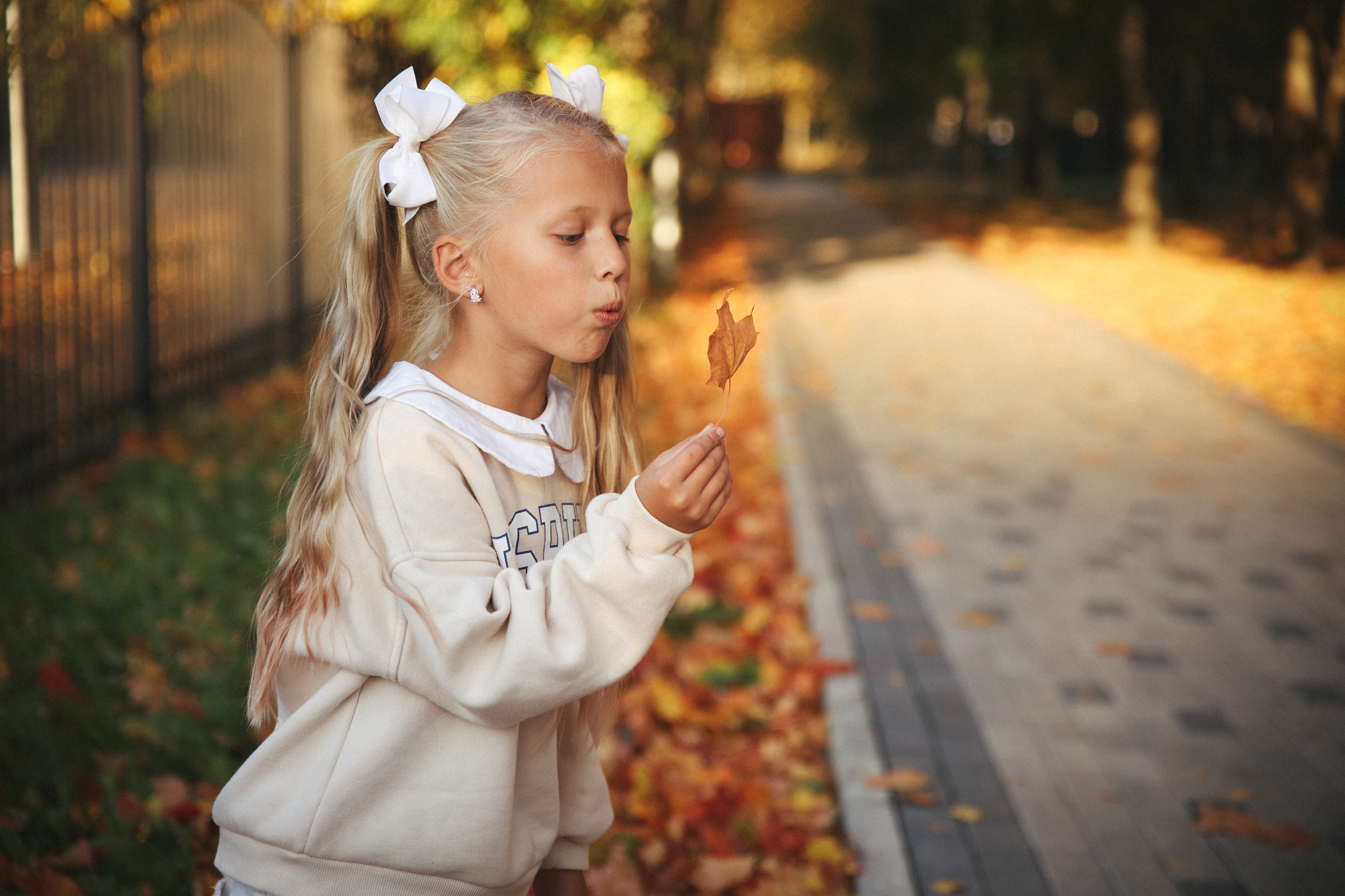 Осенняя фотосессия фото с листьями. Фотограф Владимир Москва