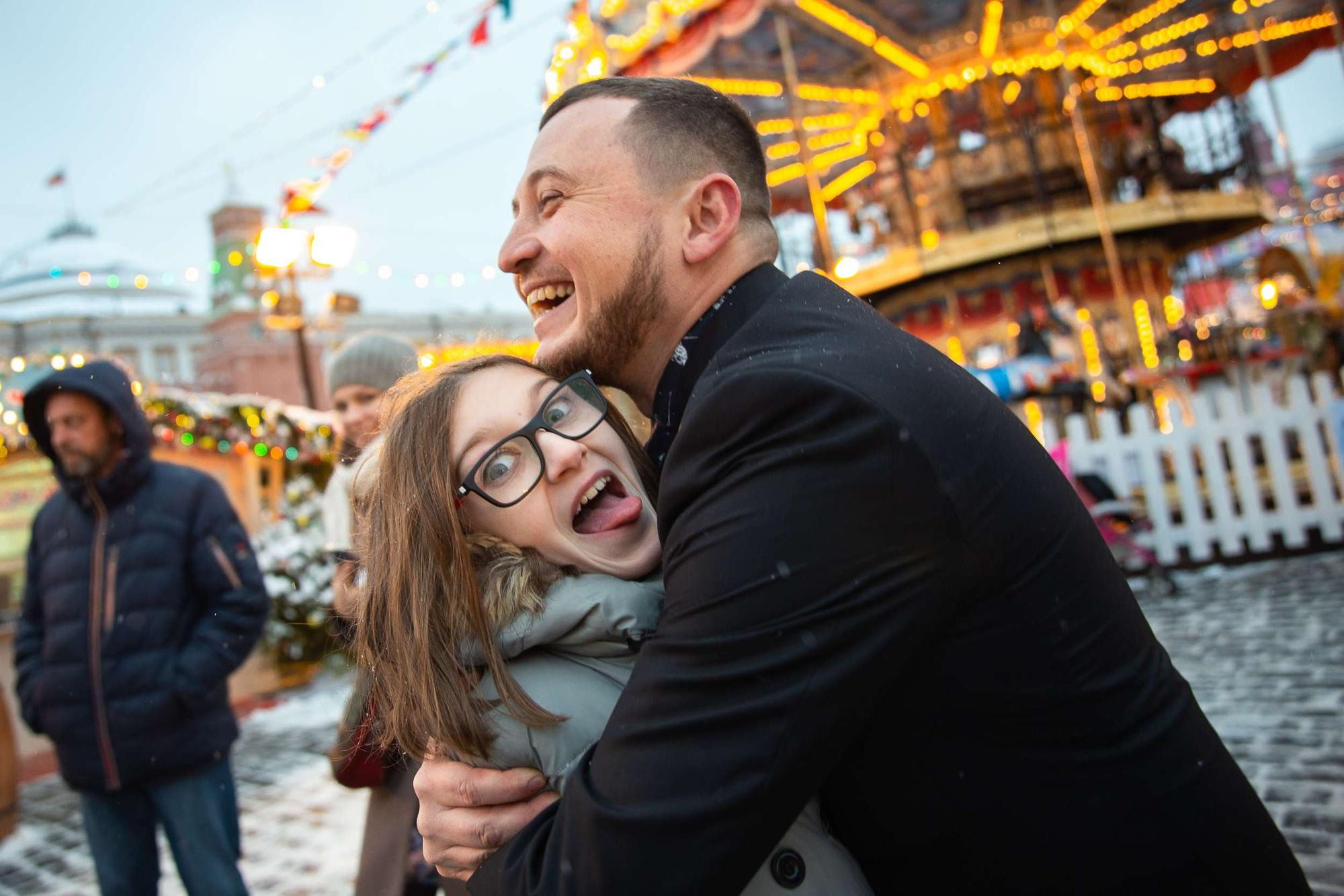 Свадебная фотопрогулка для беременной пары в Москве зимой. Семейный и школьный фотограф в Москве Анна Ткач