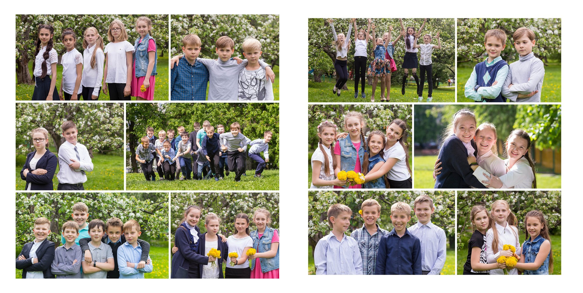 Школьный выпускной альбом для четвертого класса на пять разворотов. Семейный и школьный фотограф в Москве Анна Ткач