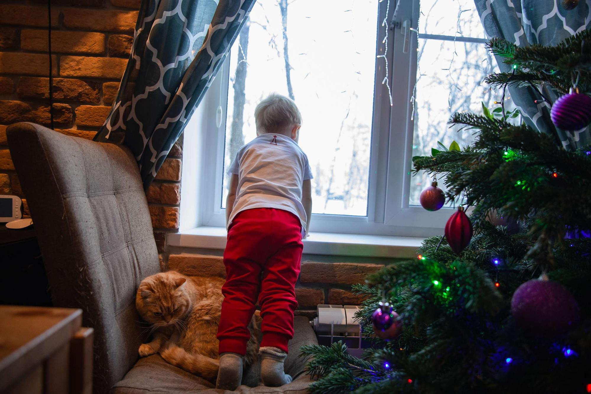 Новогодняя фотосессия в квартире для маленького мальчика и его мамы. Семейный и школьный фотограф в Москве Анна Ткач