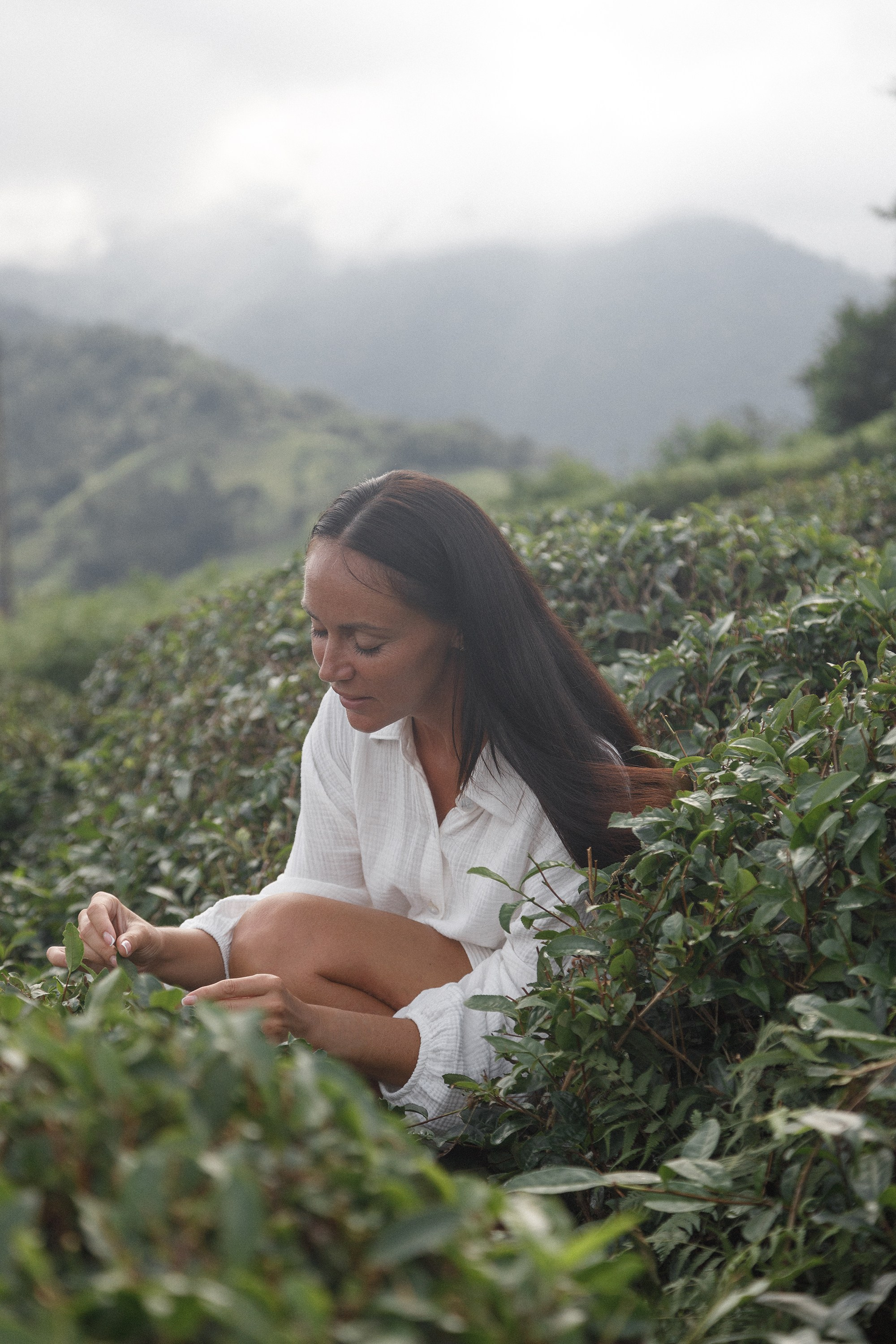 Портретная фотосессия в чайных плантациях