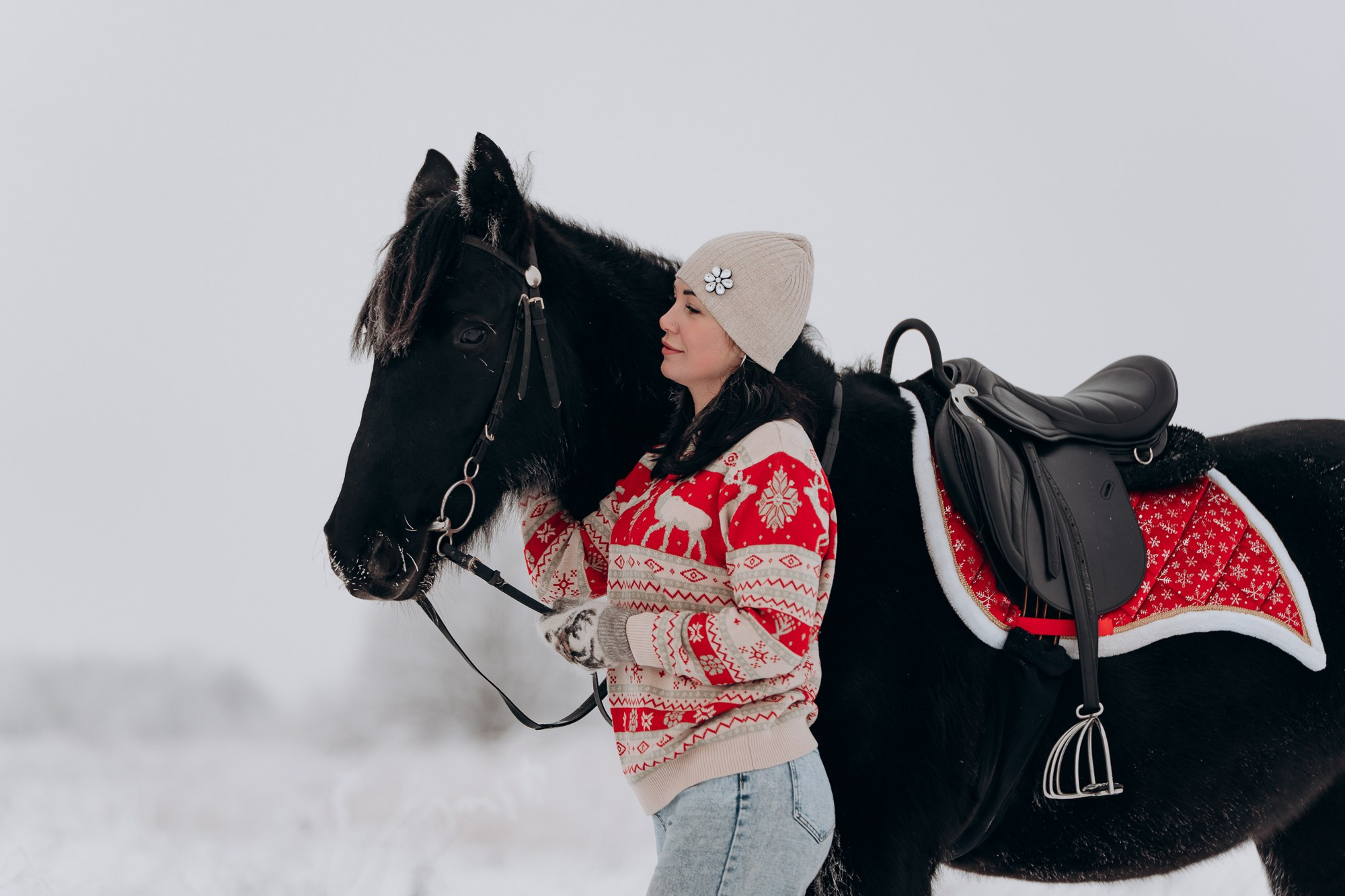Зимняя фотосессия с лошадьми для двоих. Свадебный и репортажный фотограф в Ярославле Евгений Сальников