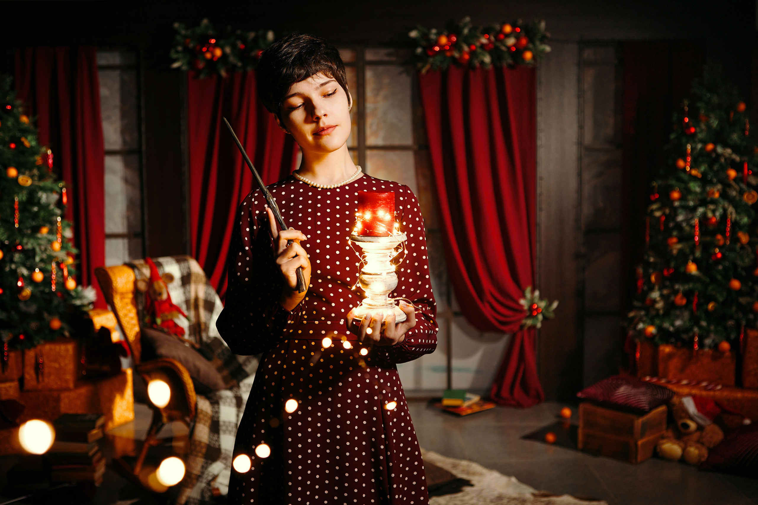 Новогодняя фотосессия в лучах света