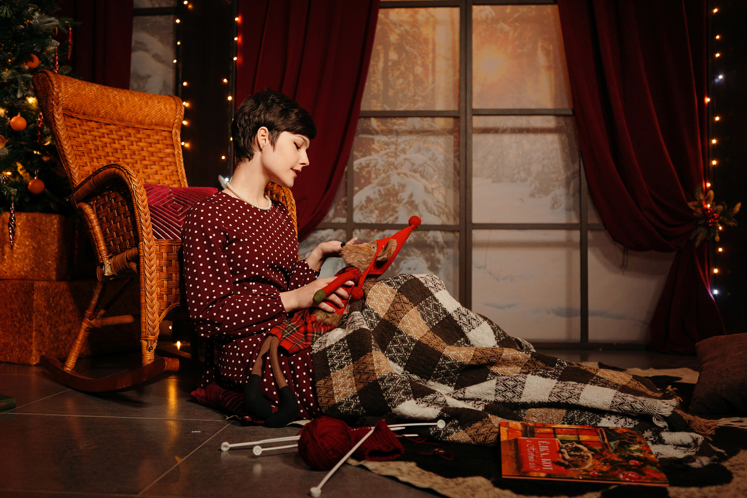 Новогодняя фотосессия в лучах света