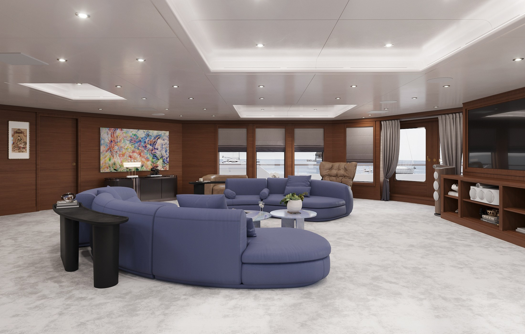 3 варианта гостиной на яхте. Дизайн Марина Павлюченкова. 3D визуализатор интерьеров Ксения Жарко