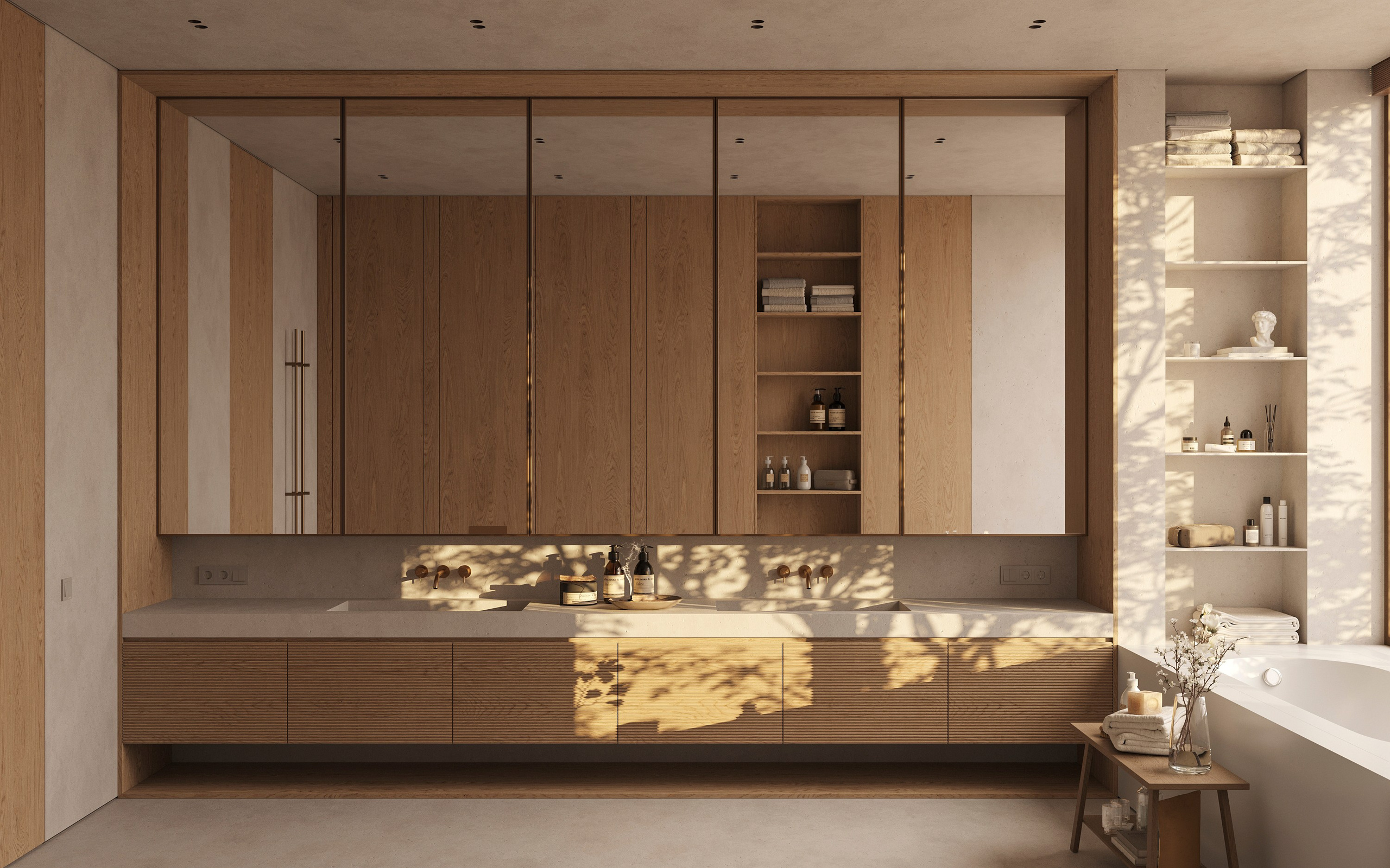 ZEN BATHROOM | SUNNY & SOFT CONCEPTS. Interior Visualization by Valerie Stetyukevich