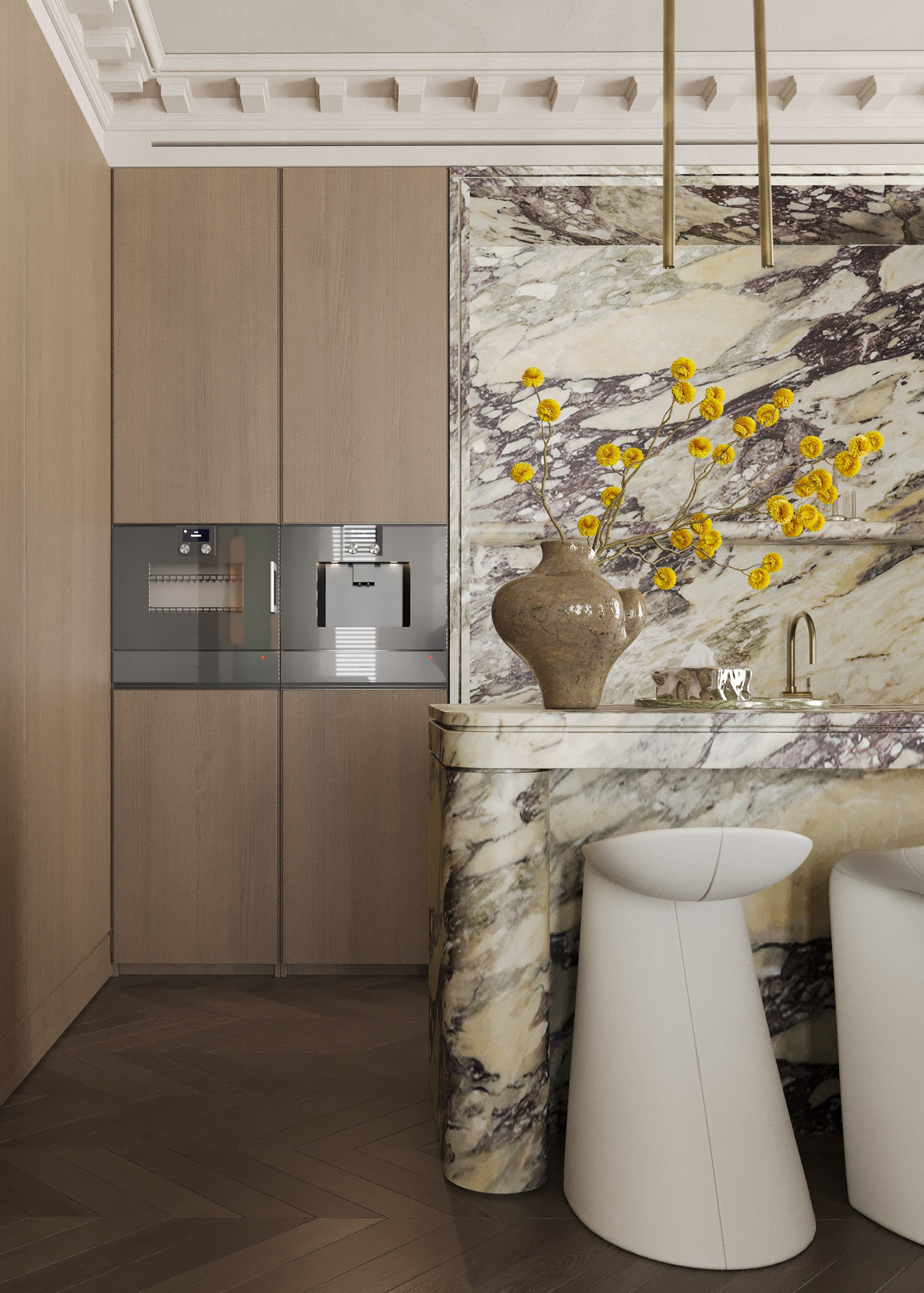 Сдержанная классика с элементами современности в квартире в Москве 135 m². SHAIMERDINOVA INTERIORS