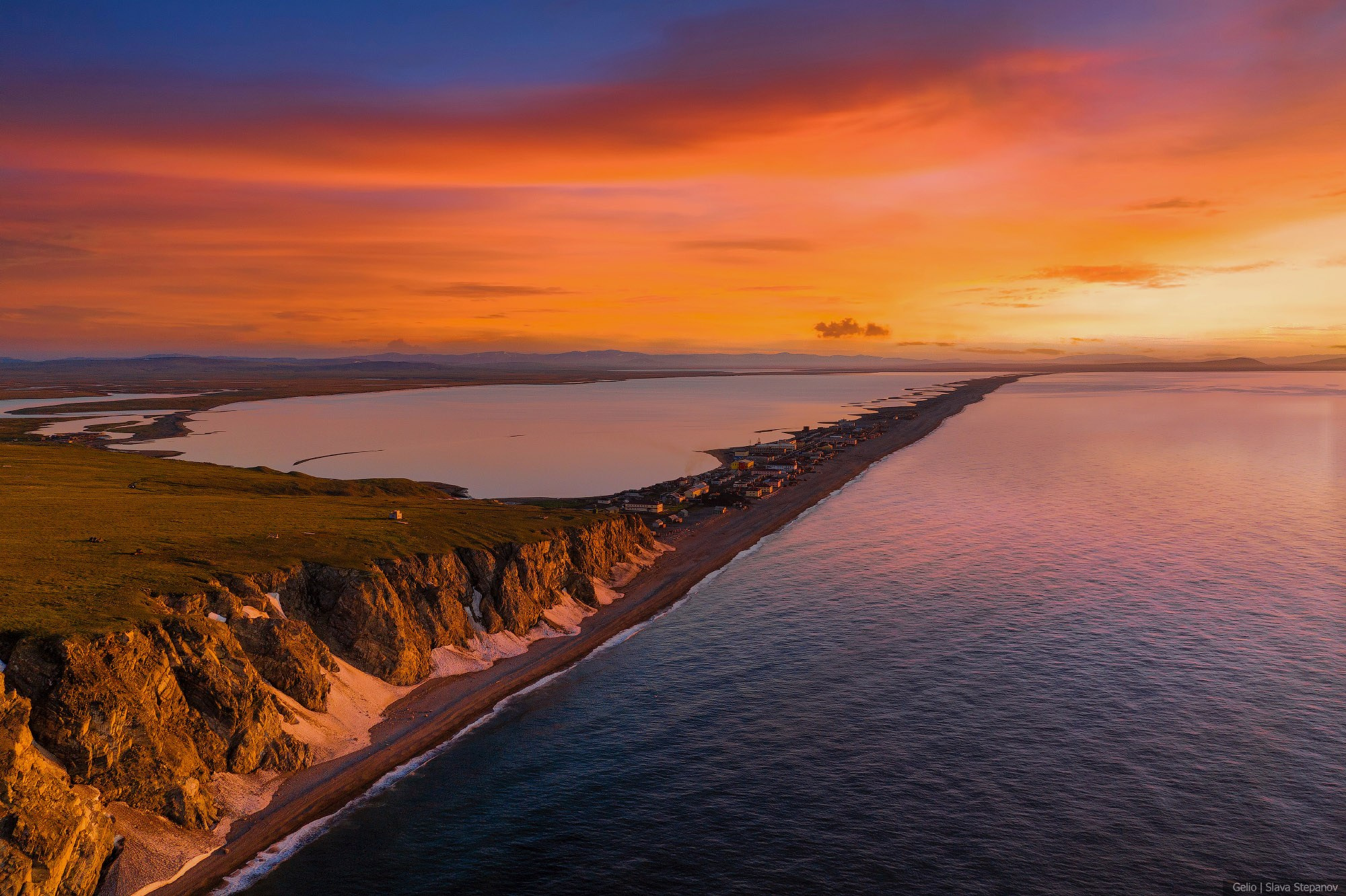 Уэлен чукотка побережье океан с высоты