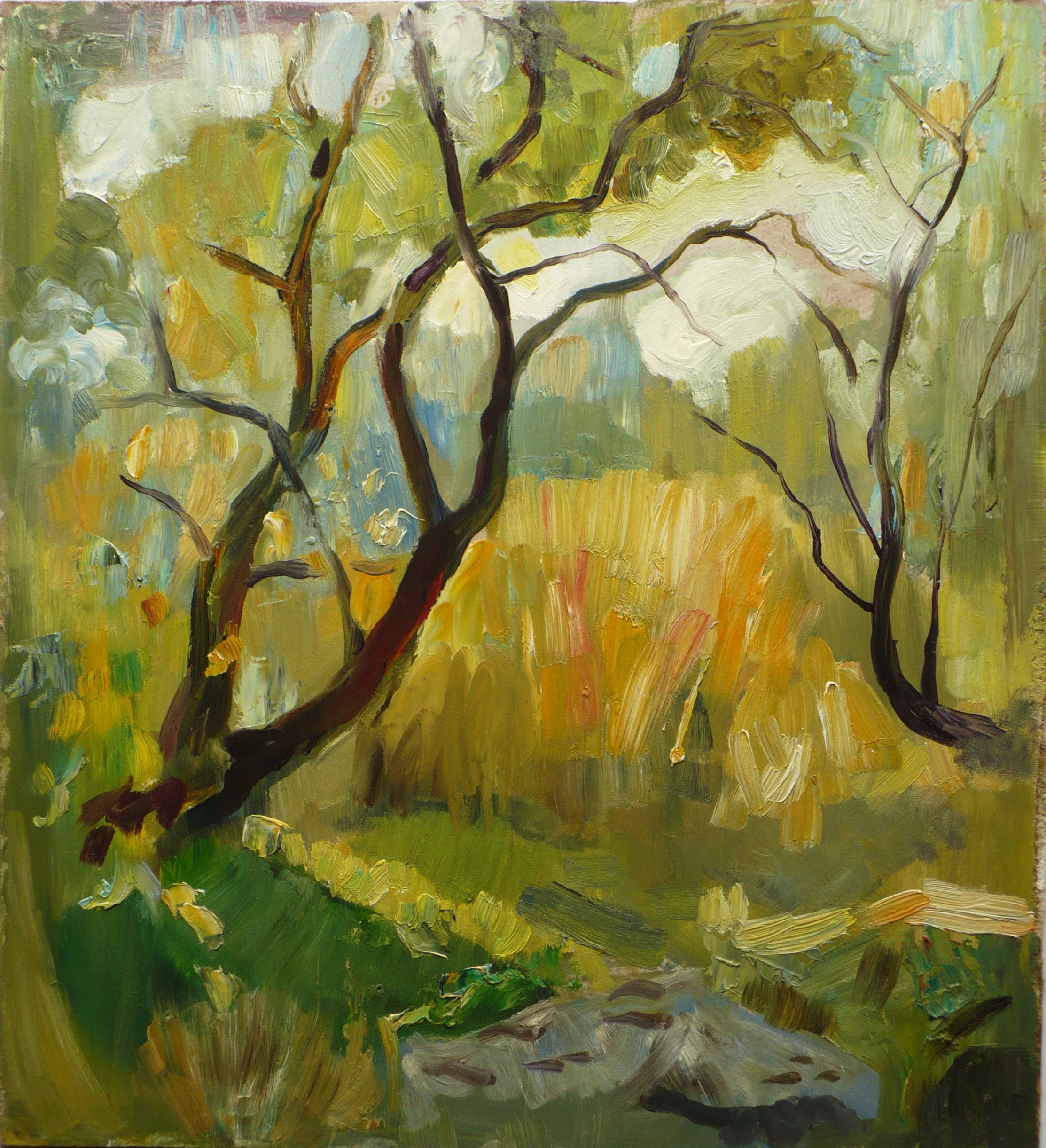 Кусты донецкие. Масло, двп. 2007 год.