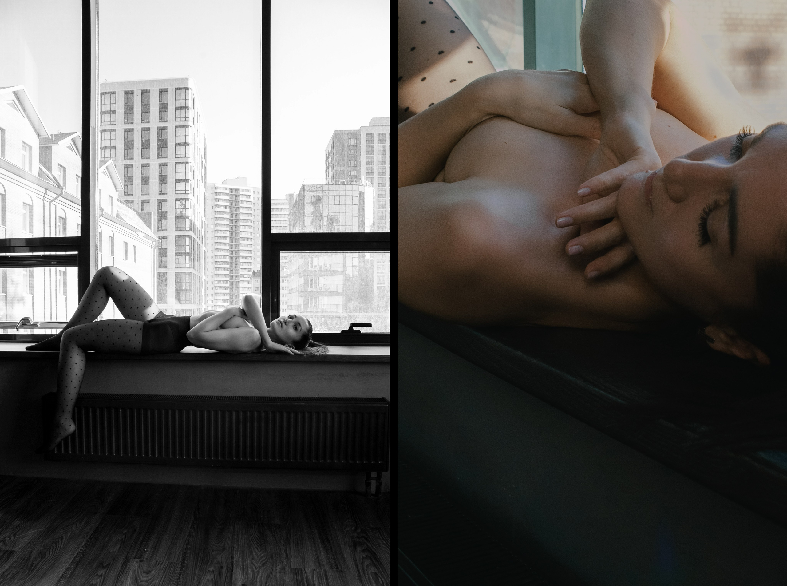 девушка топлес в колготках