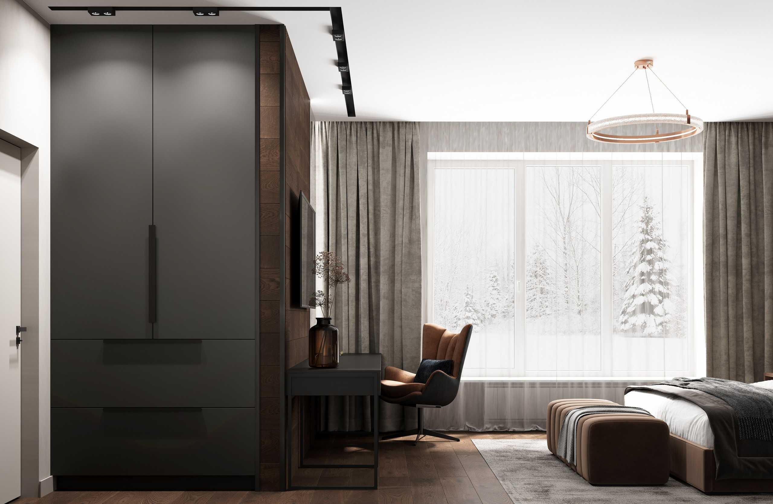 Кухня-гостиная и спальня 98 m². Заказать 3d визуализацию интерьеров — Дарья Веденёва