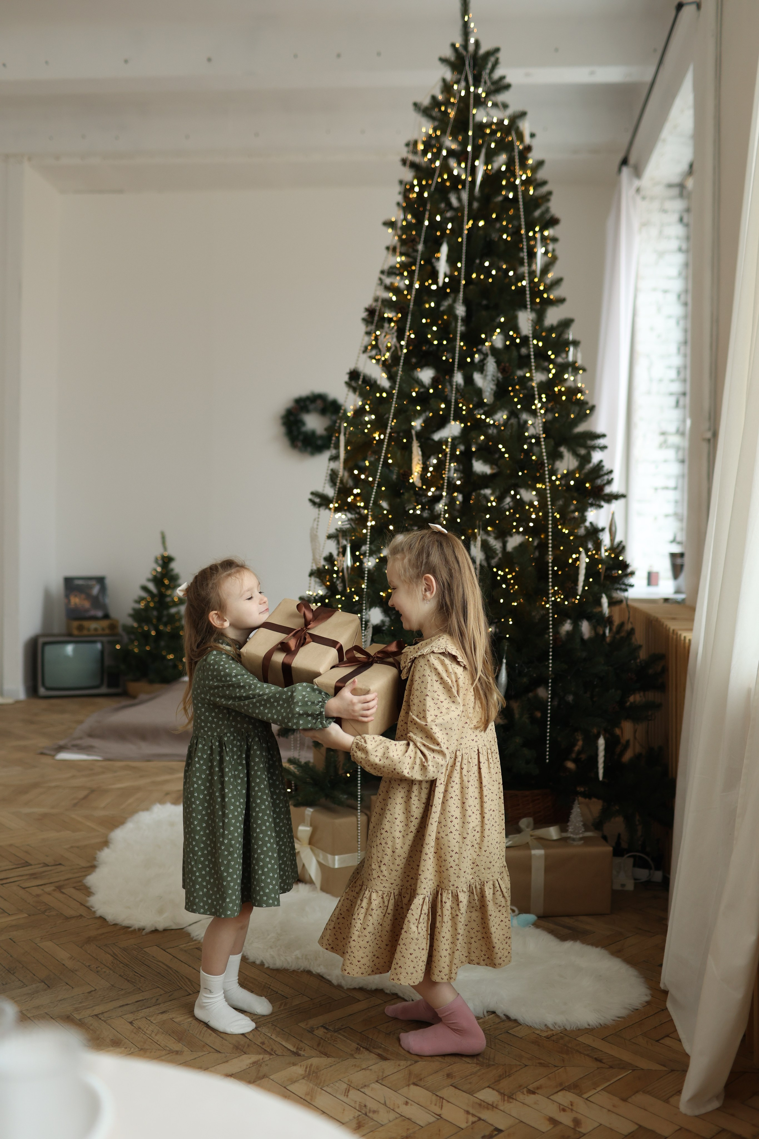 Новогодняя фотосессия двух сестричек. Фотограф Владимир Москва