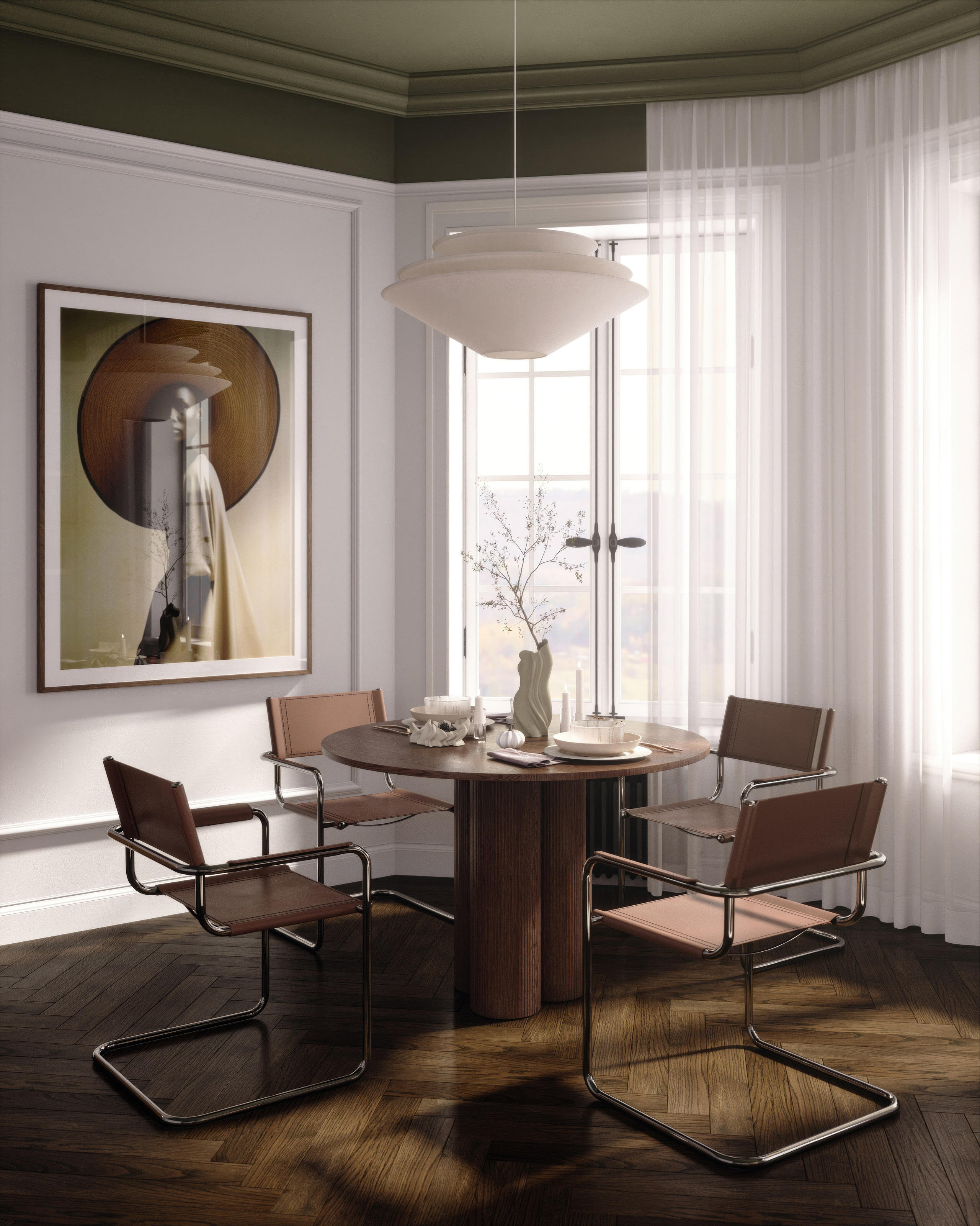 Интерьер гостиной в неоклассическом стиле. 3D визуализация интерьера и архитектурной среды