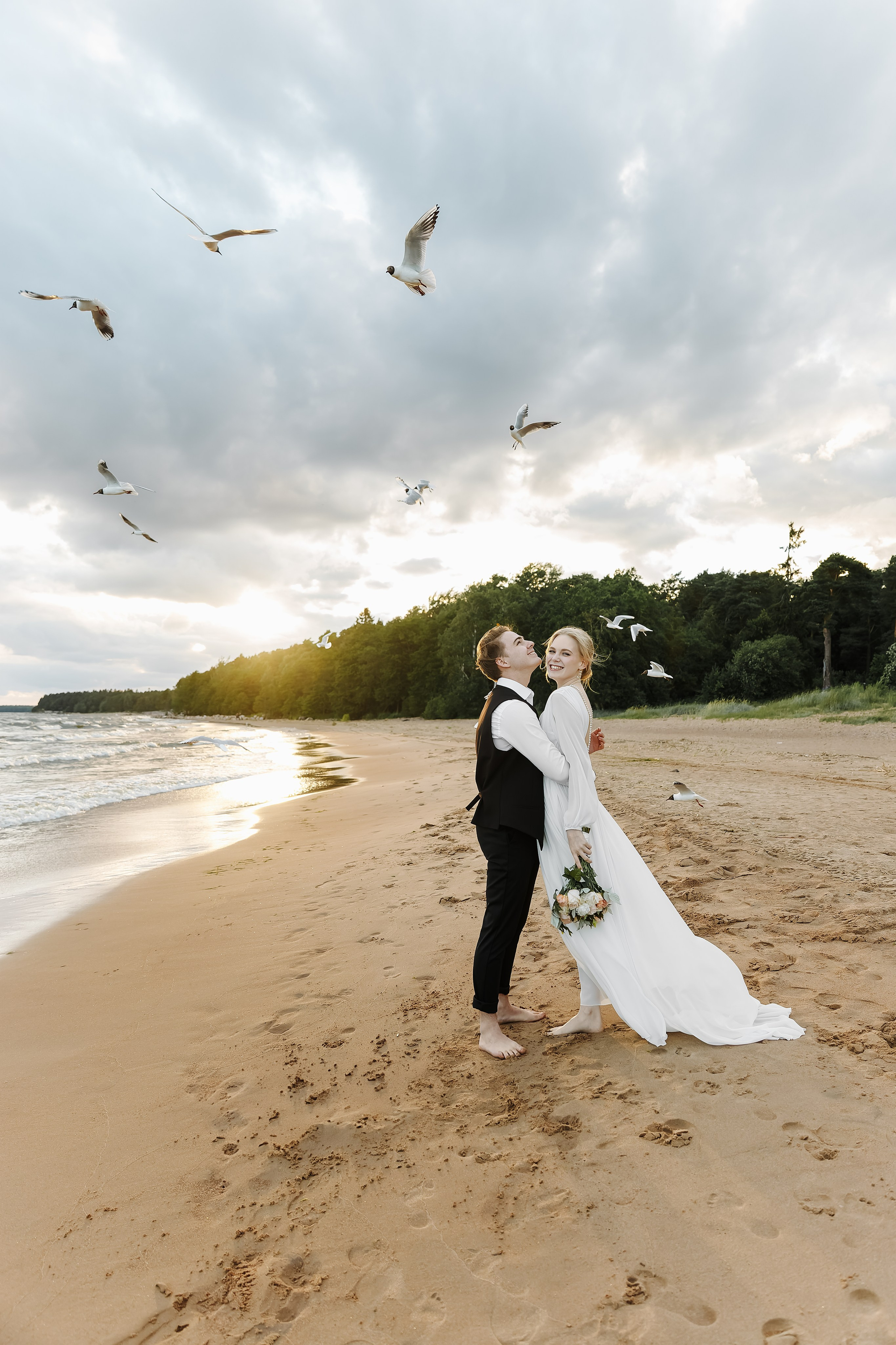 Яна и Давид — свадебная фтосессия на заливе. Свадебный и портретный фотограф в Санкт-Петербурге Анна Демьянова