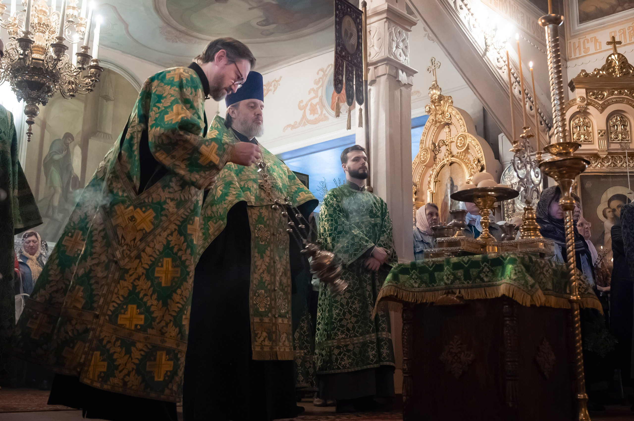 Богородский Храм. Всенощное бдение. Освящение верб. Антон и Татьяна Денисенко — В храме