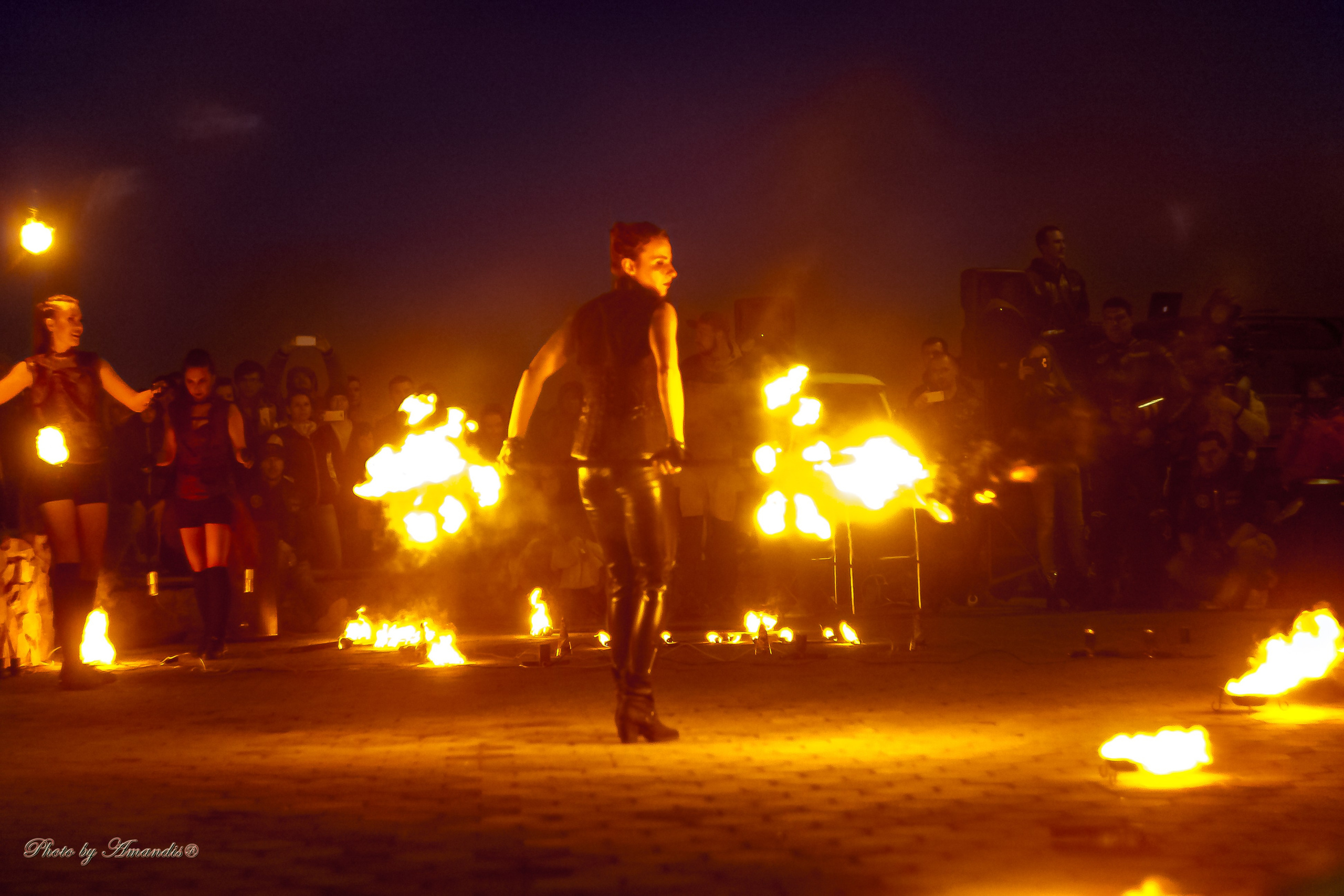Огненное шоу у памятника «Здесь начинается Россия». Камчатка. Май 2017. Репортажная съемка в Москве и области. Анималистика