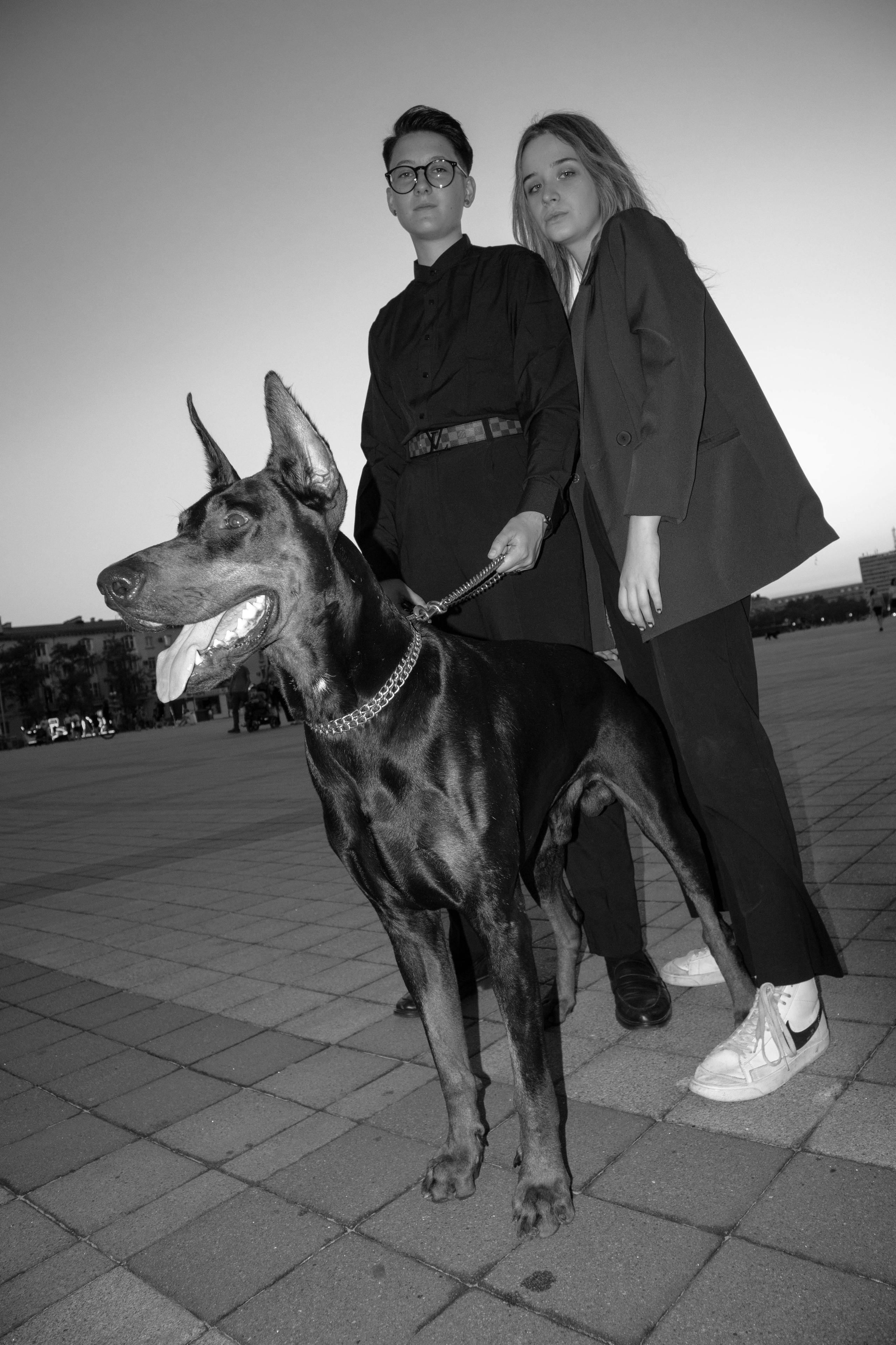 «Жизнь в ритме шага: пара с доберманом». Уличный фотограф Города N