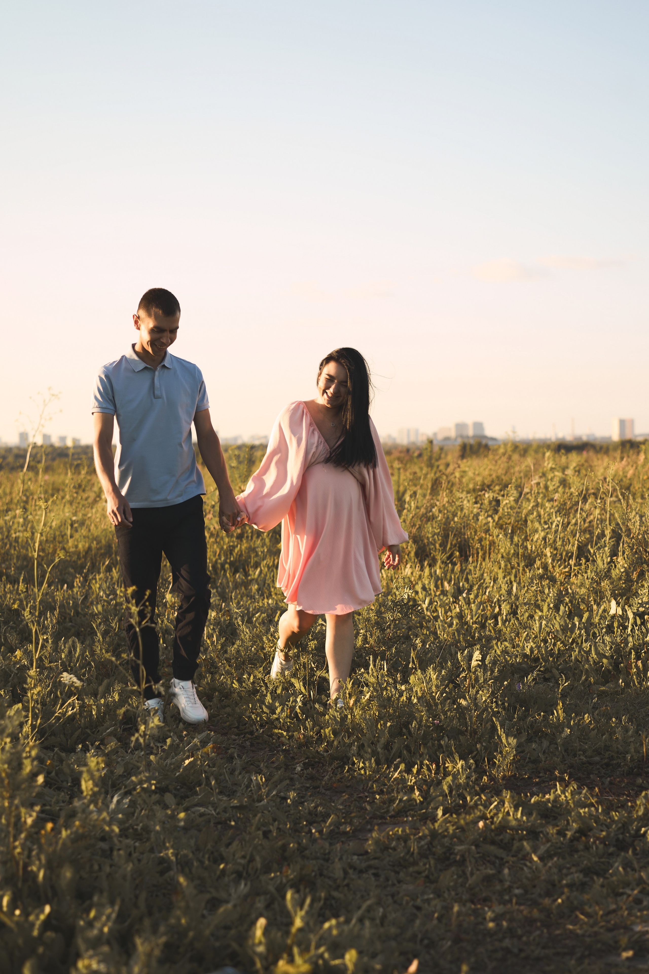 Семейная фотосессия беременность на закате. Фотограф Екатеринбург Кокшарова Александра