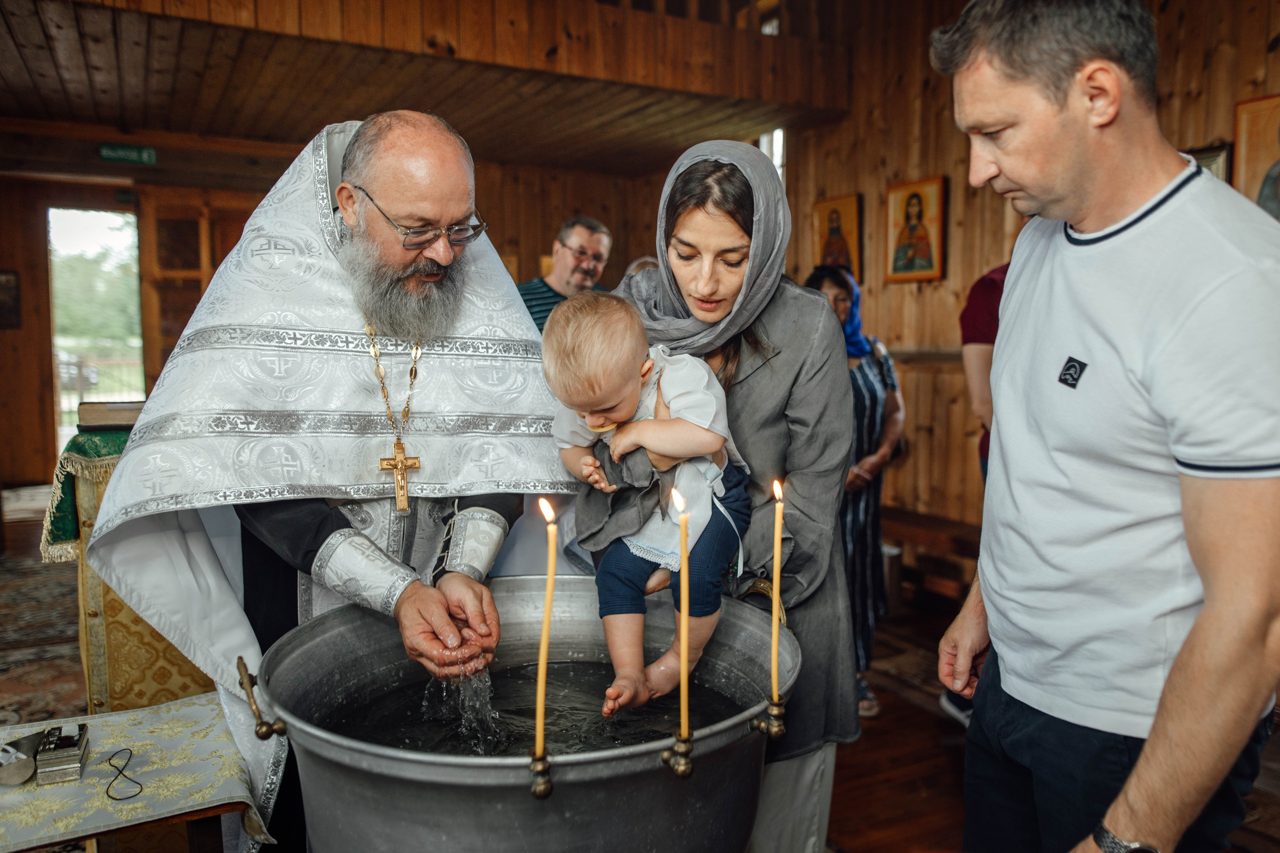 Крещение Тимофея, д. Киевец, храм Святой Троицы, август 2025