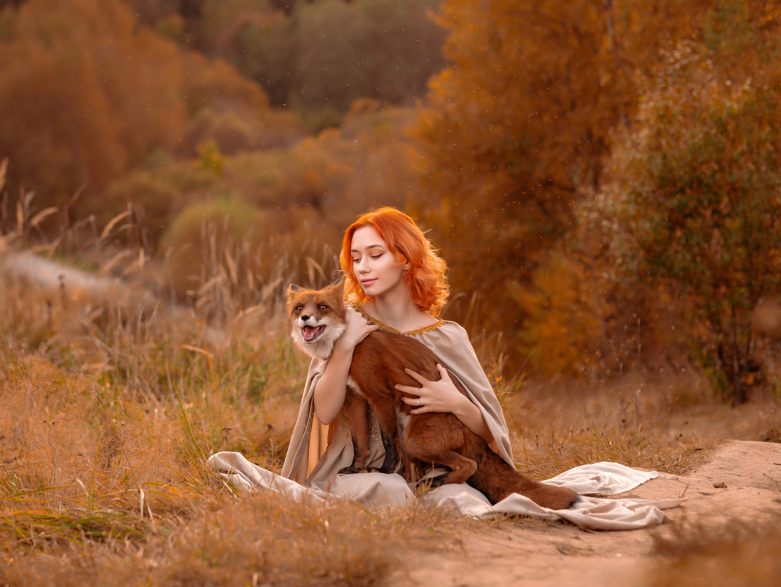 Алёна с лисой. Арт фотограф, женский фотограф Москва