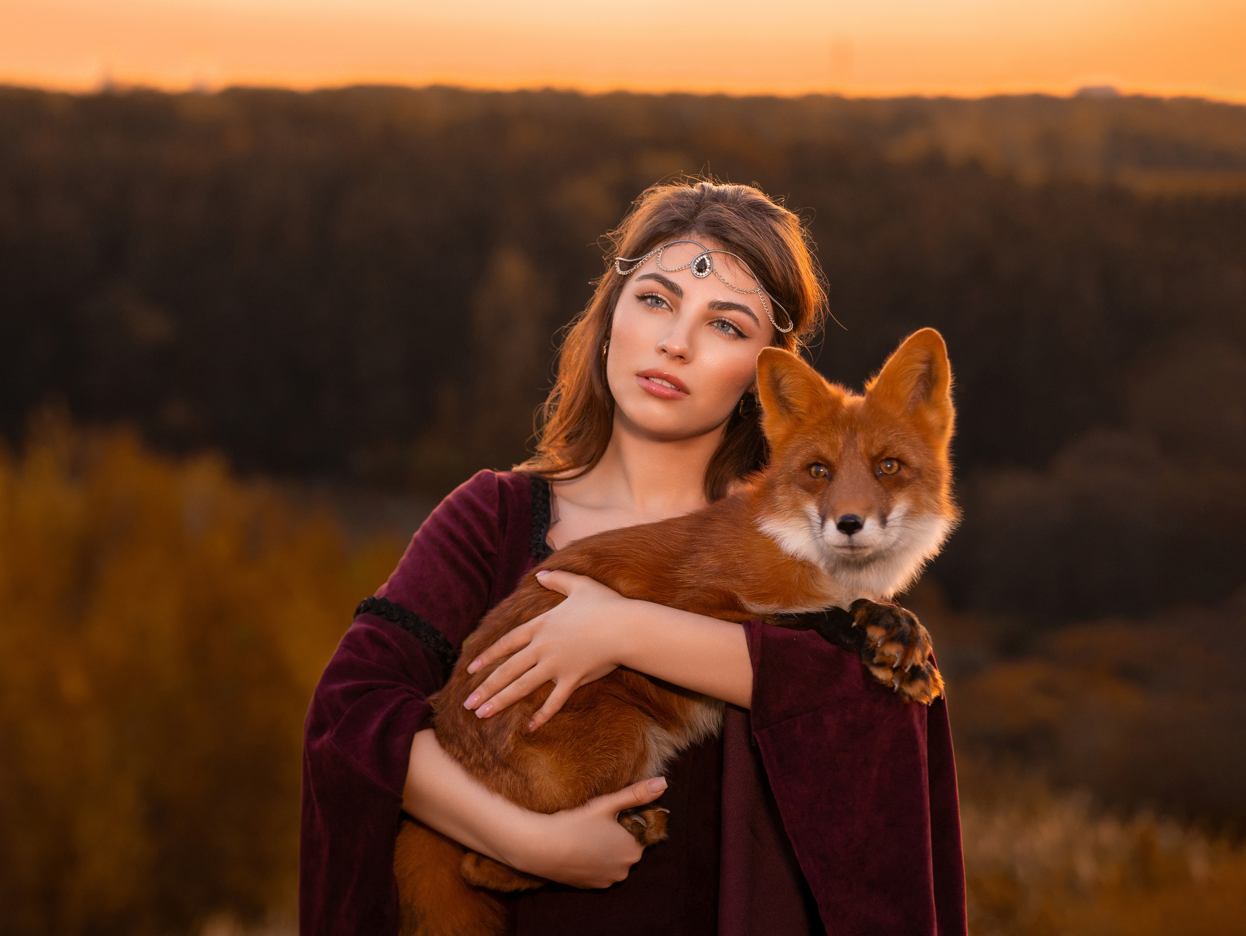 Анна с лисой. Арт фотограф, женский фотограф Москва