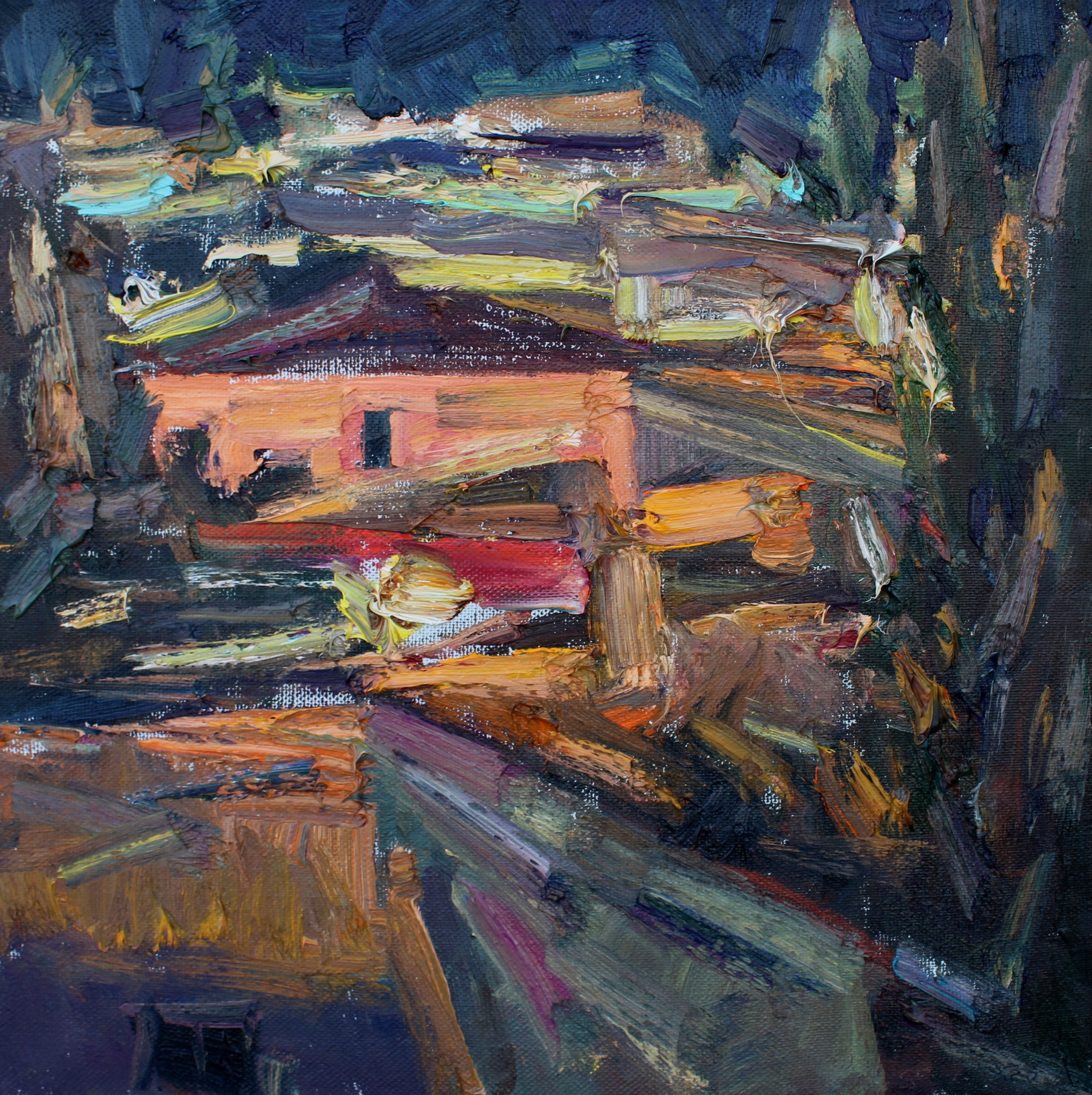 "Ночь в Гурзуфе". 2025. Холст, масло. 60х60 см. Цена: 30000 руб.