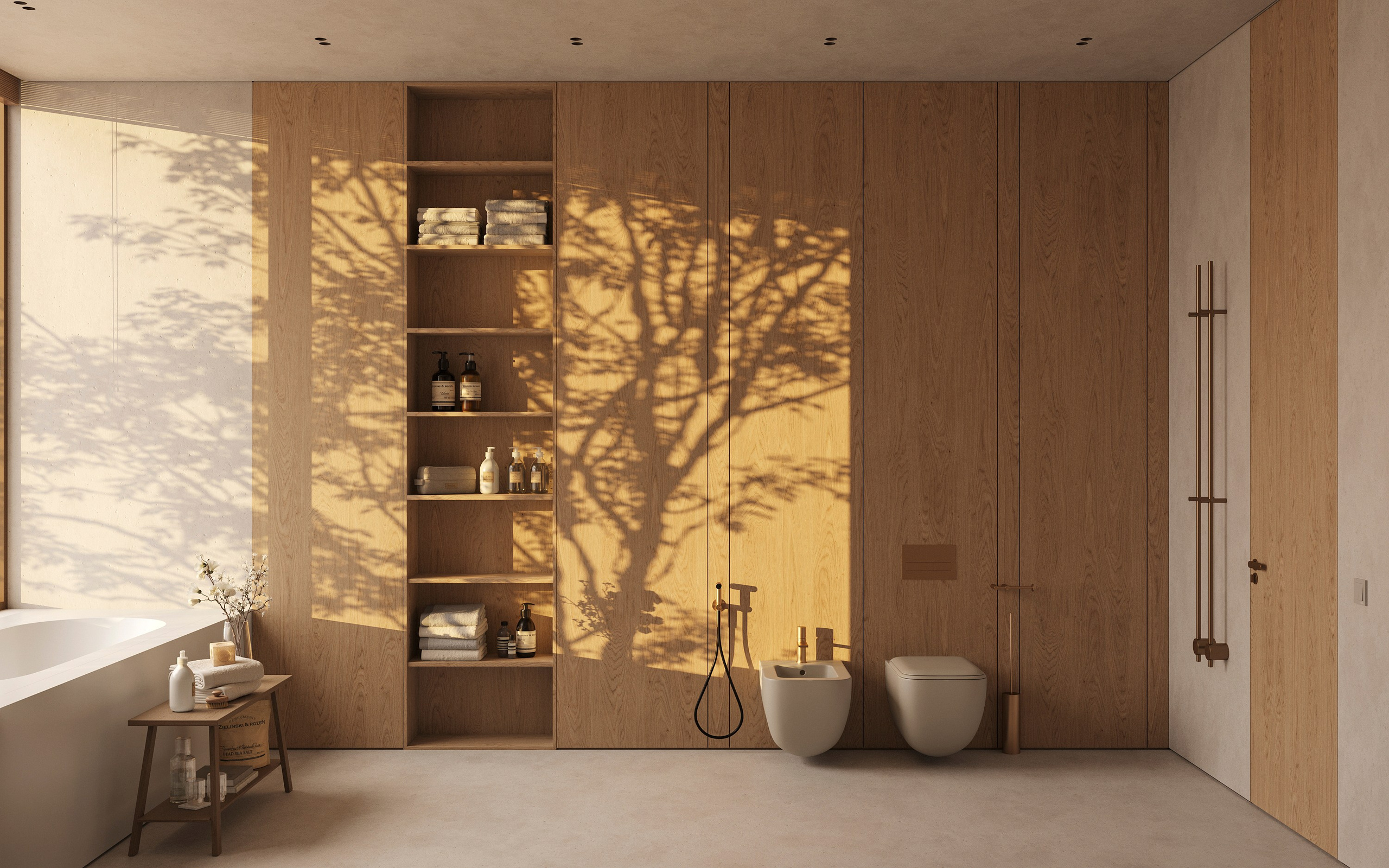 ZEN BATHROOM | SUNNY & SOFT CONCEPTS. Interior Visualization by Valerie Stetyukevich