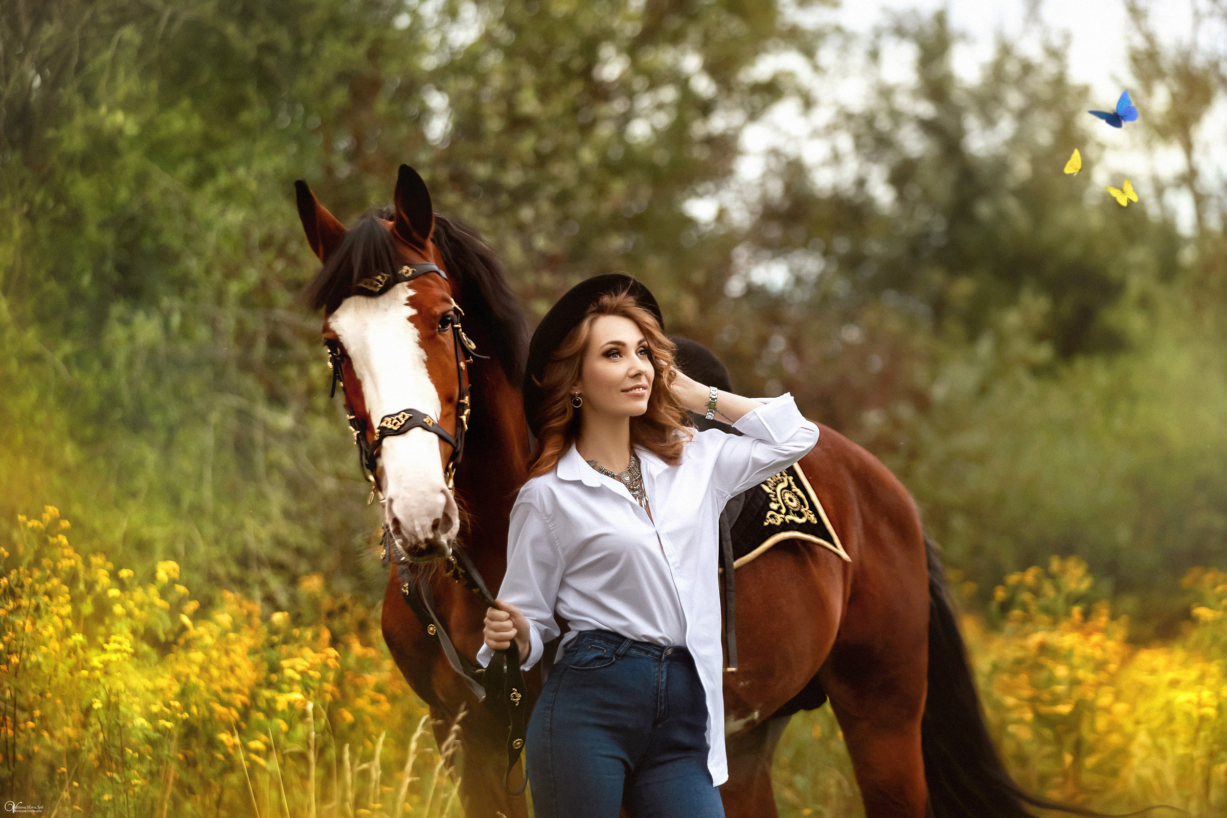 Катя и конь Пётр. Фотограф женский и мужской портрет Санкт-Петербург