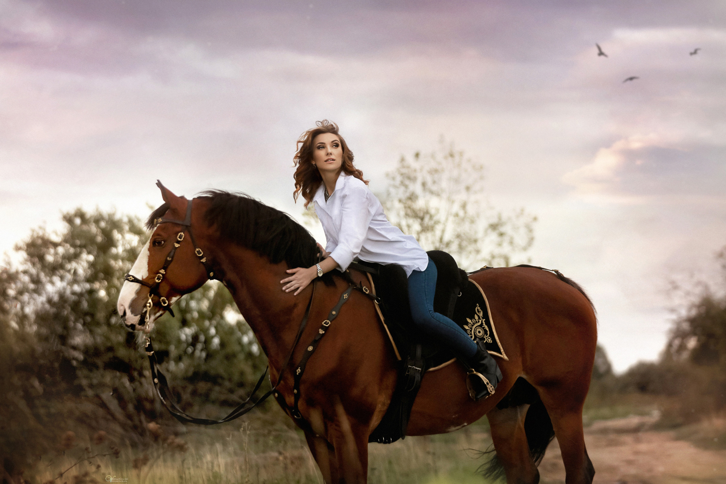 Катя и конь Пётр. Фотограф женский и мужской портрет Санкт-Петербург