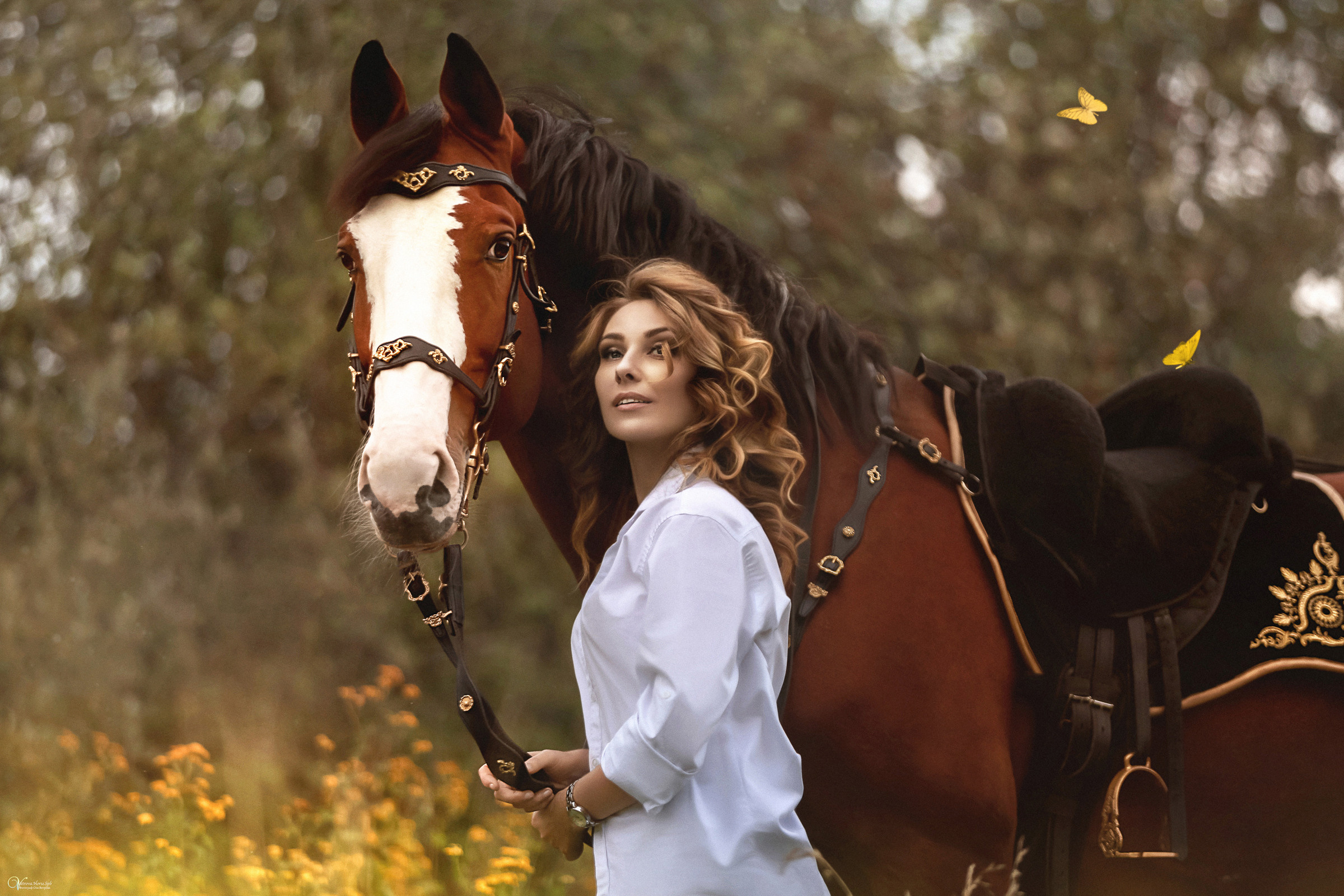 Катя и конь Пётр. Фотограф женский и мужской портрет Санкт-Петербург