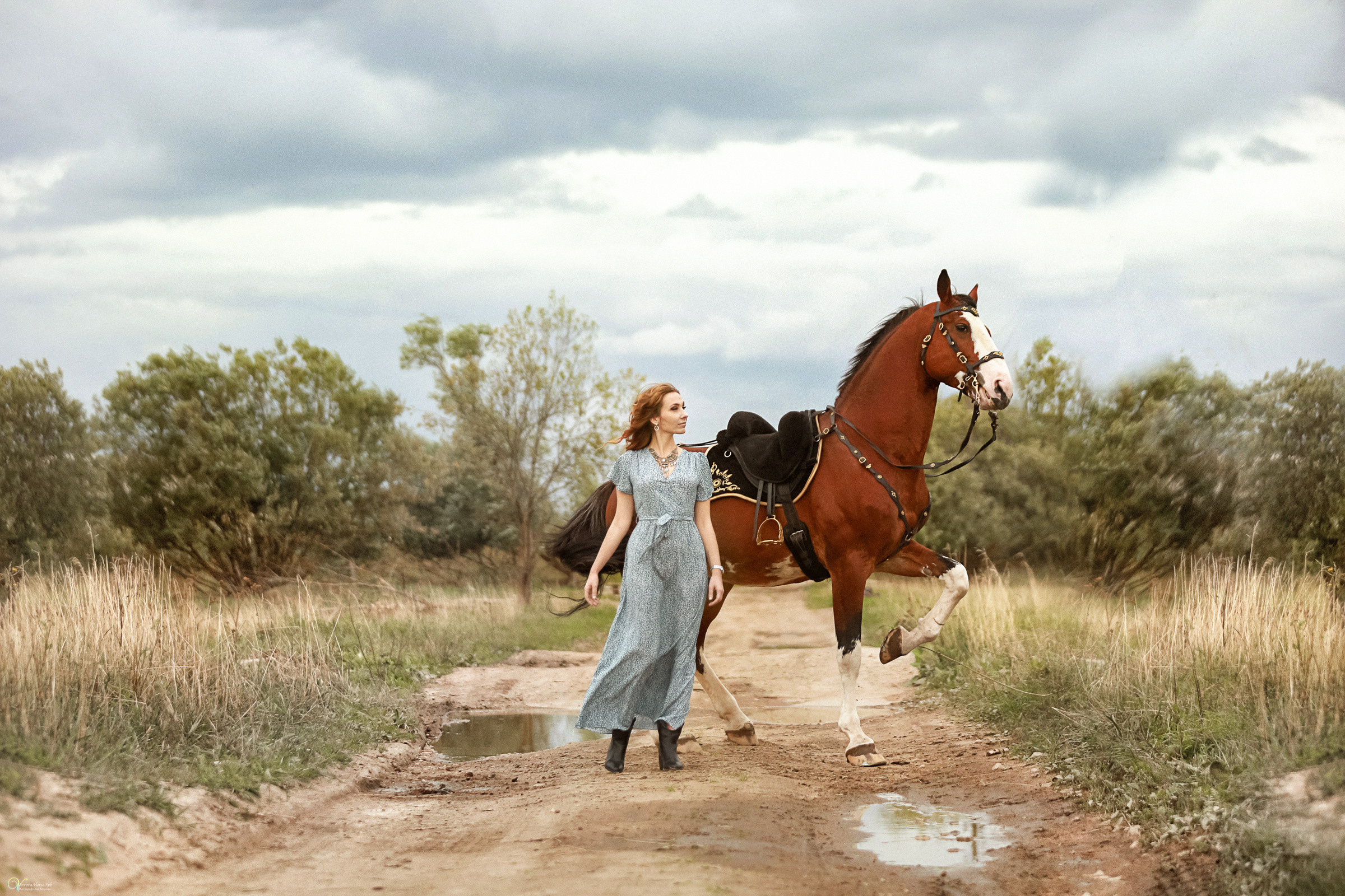 Катя и конь Пётр. Фотограф женский и мужской портрет Санкт-Петербург