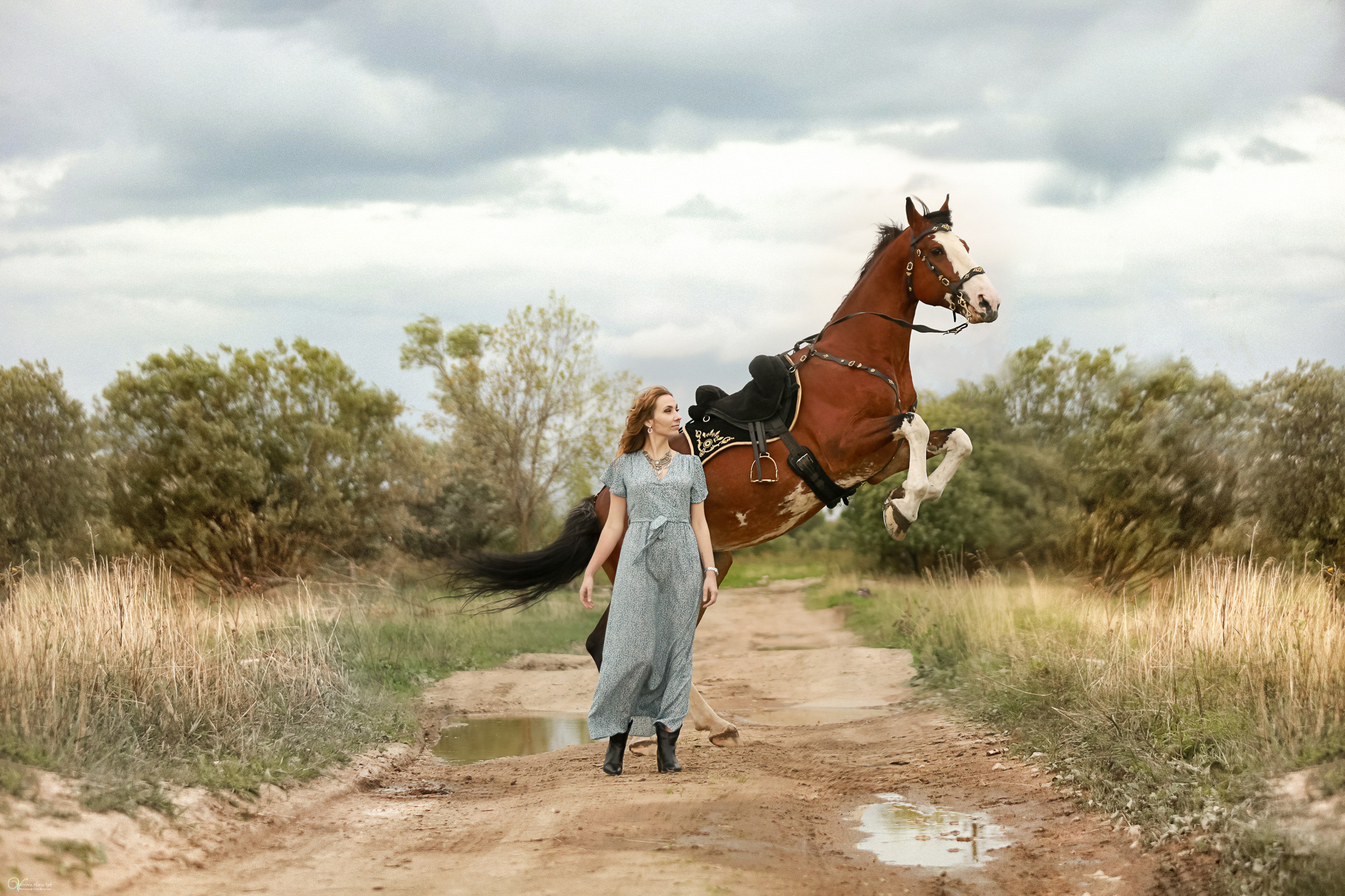 Катя и конь Пётр. Фотограф женский и мужской портрет Санкт-Петербург