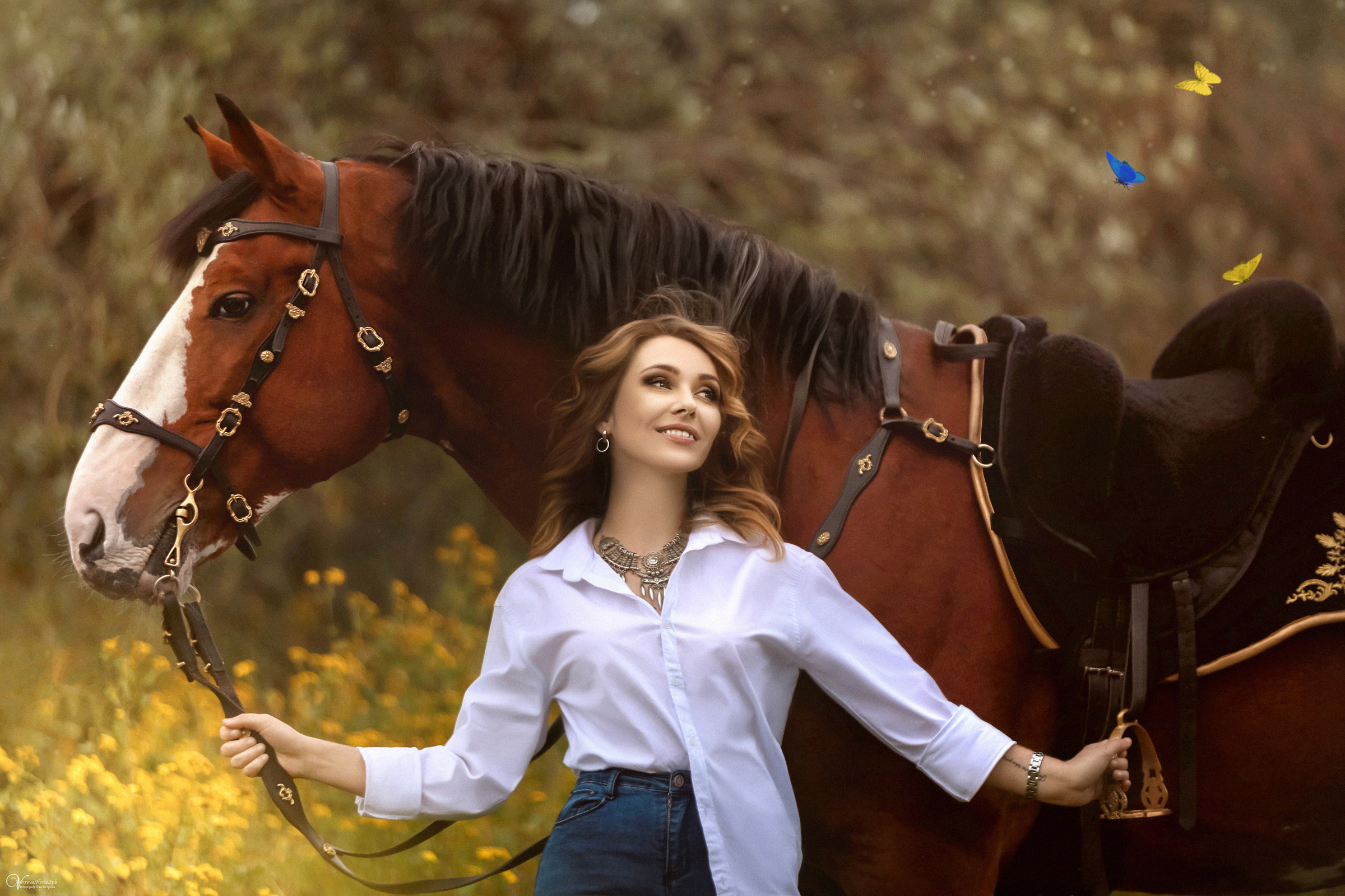 Катя и конь Пётр. Фотограф женский и мужской портрет Санкт-Петербург