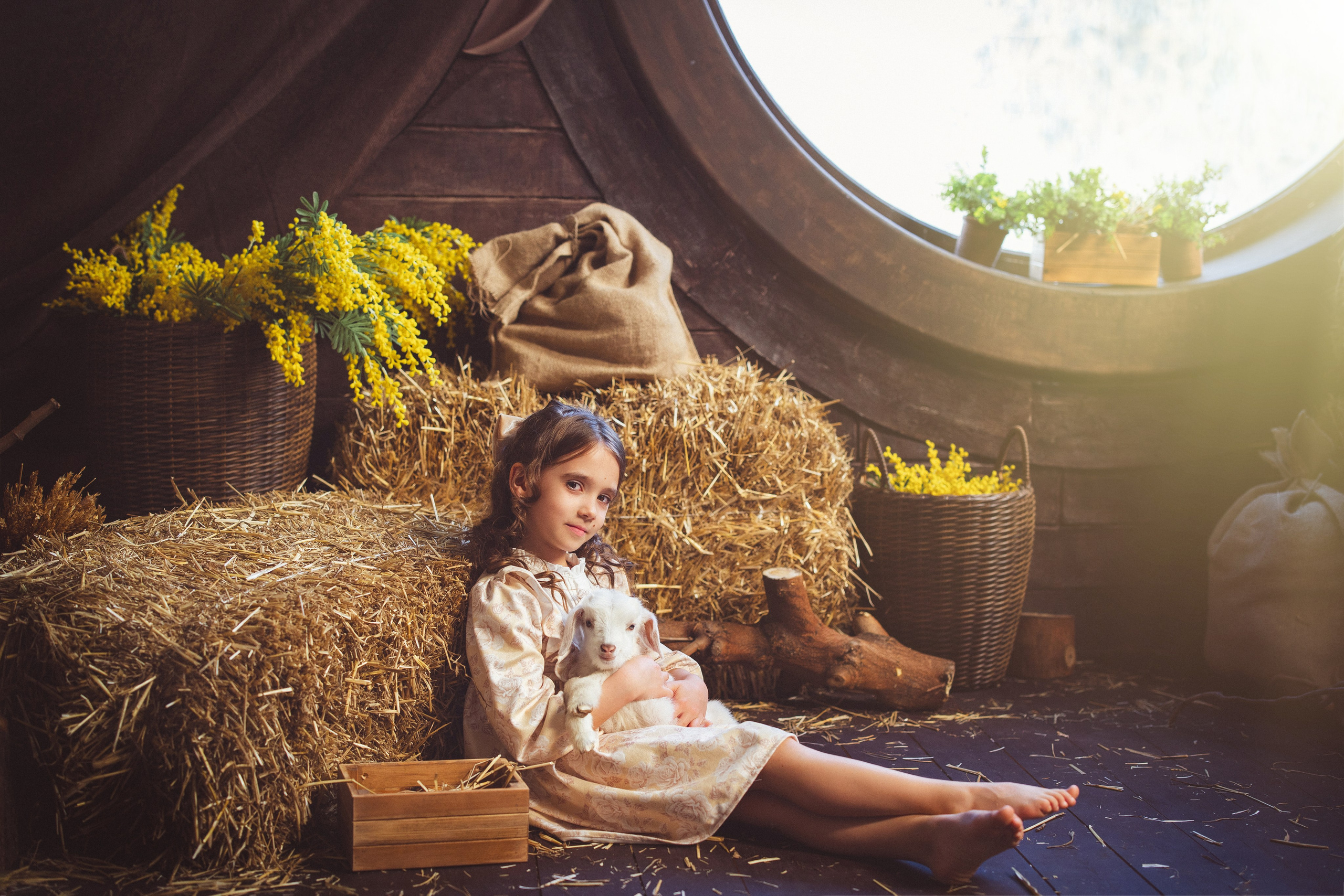 Пасхальный фотопроект с козочкой и утятами, в фотостудии «Эль» 2024 г. Семейный и детский фотограф в Краснодаре Анна Трашкова