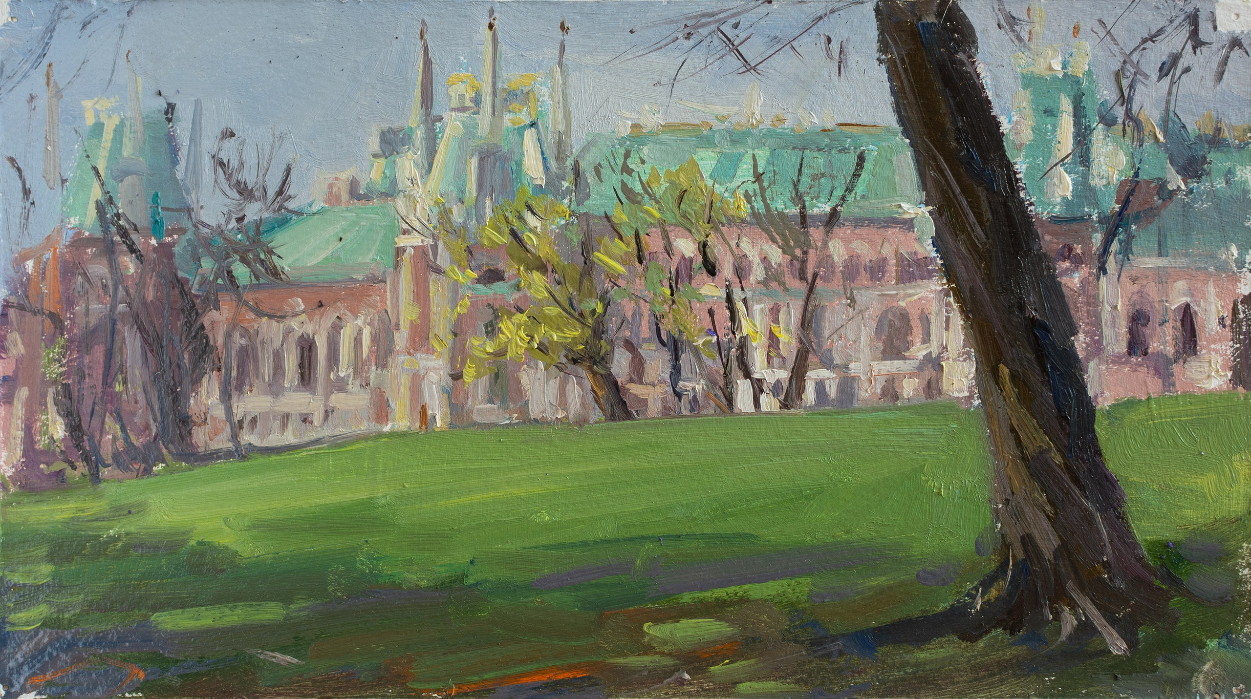 "Этюд. Царицыно" картон, масло 16х28.5см, 2025