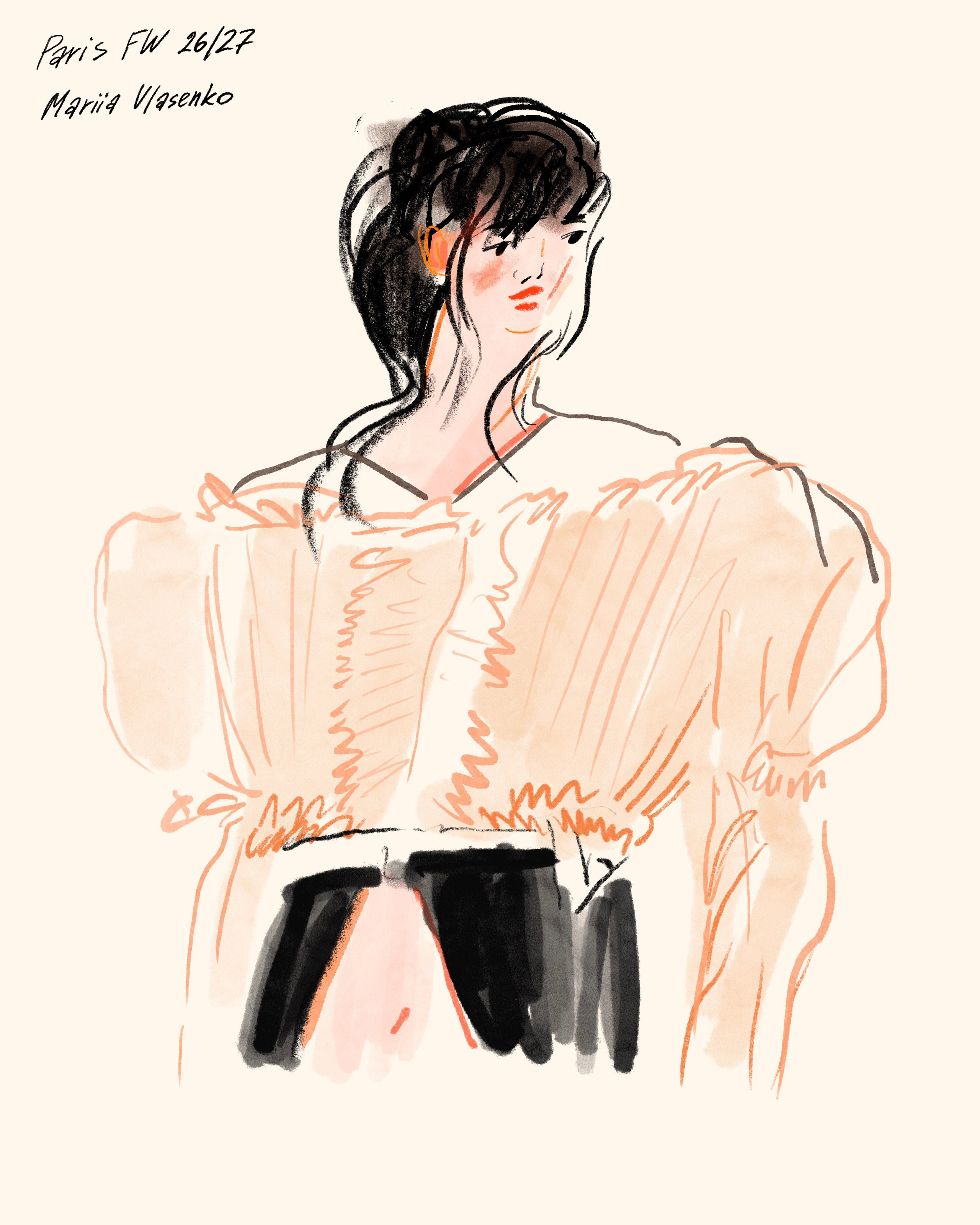 Paris FW 2026 Street Style Sketches. Фэшн иллюстратор из Москвы Власенко Мария