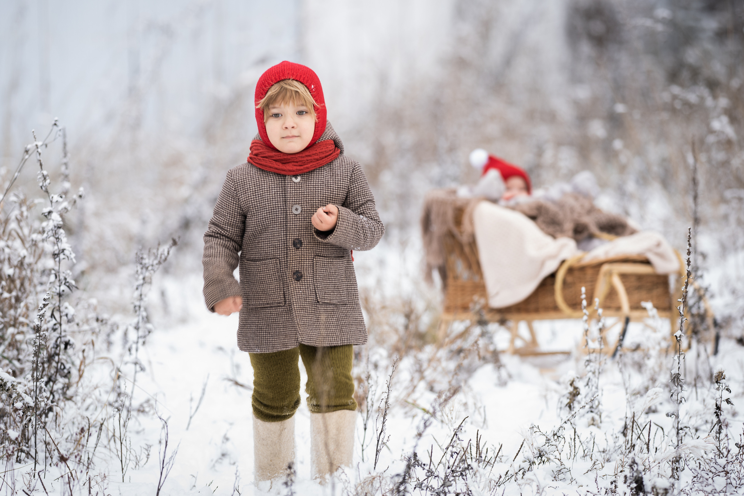 Снежная прогулка Савелия и Марфы. Семейный фотограф Ефремова Виктория