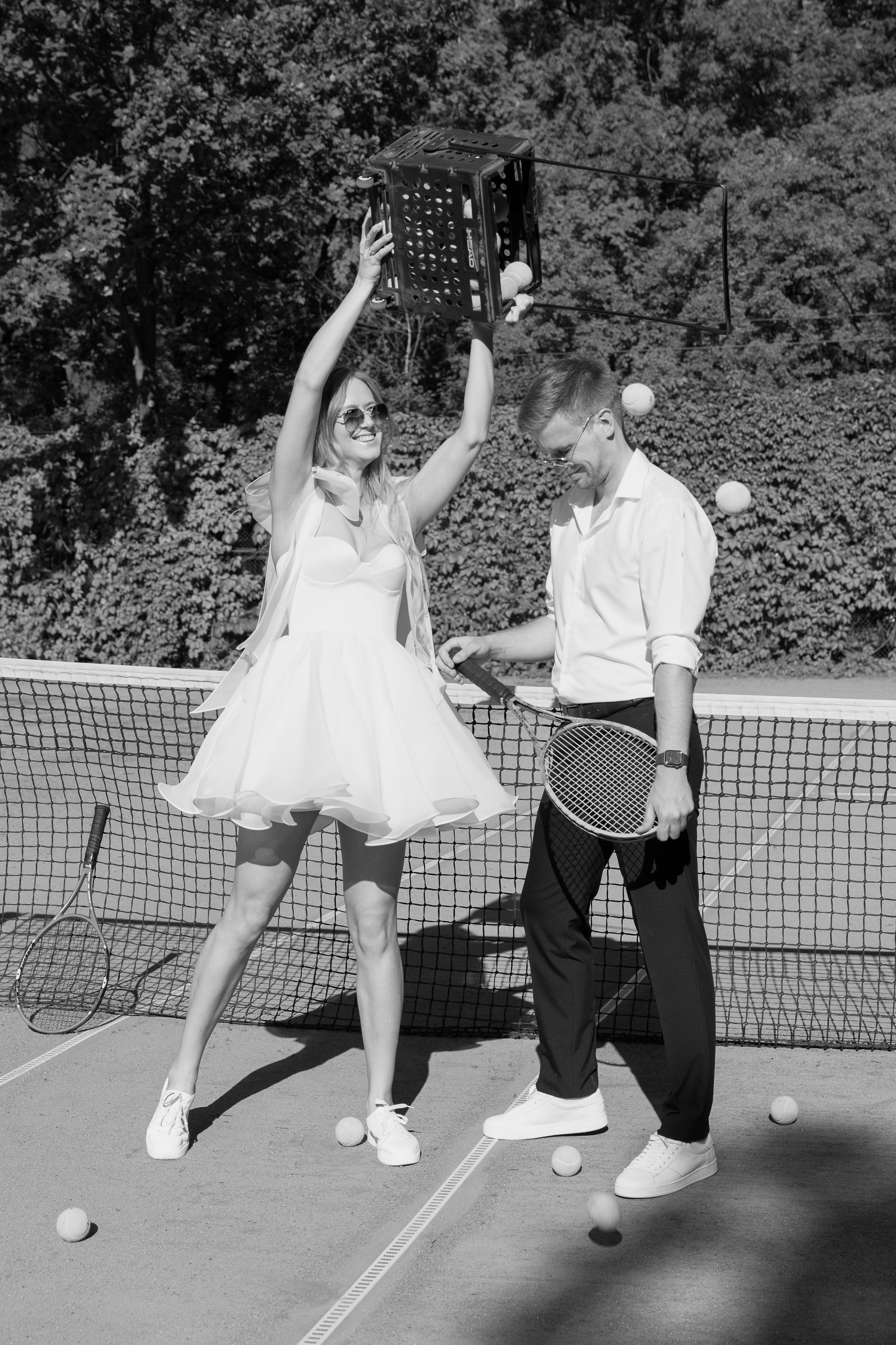 Свадебная лавстори на теннисном корте. Фотограф в Санкт-Петербурге Вагнер Юлия