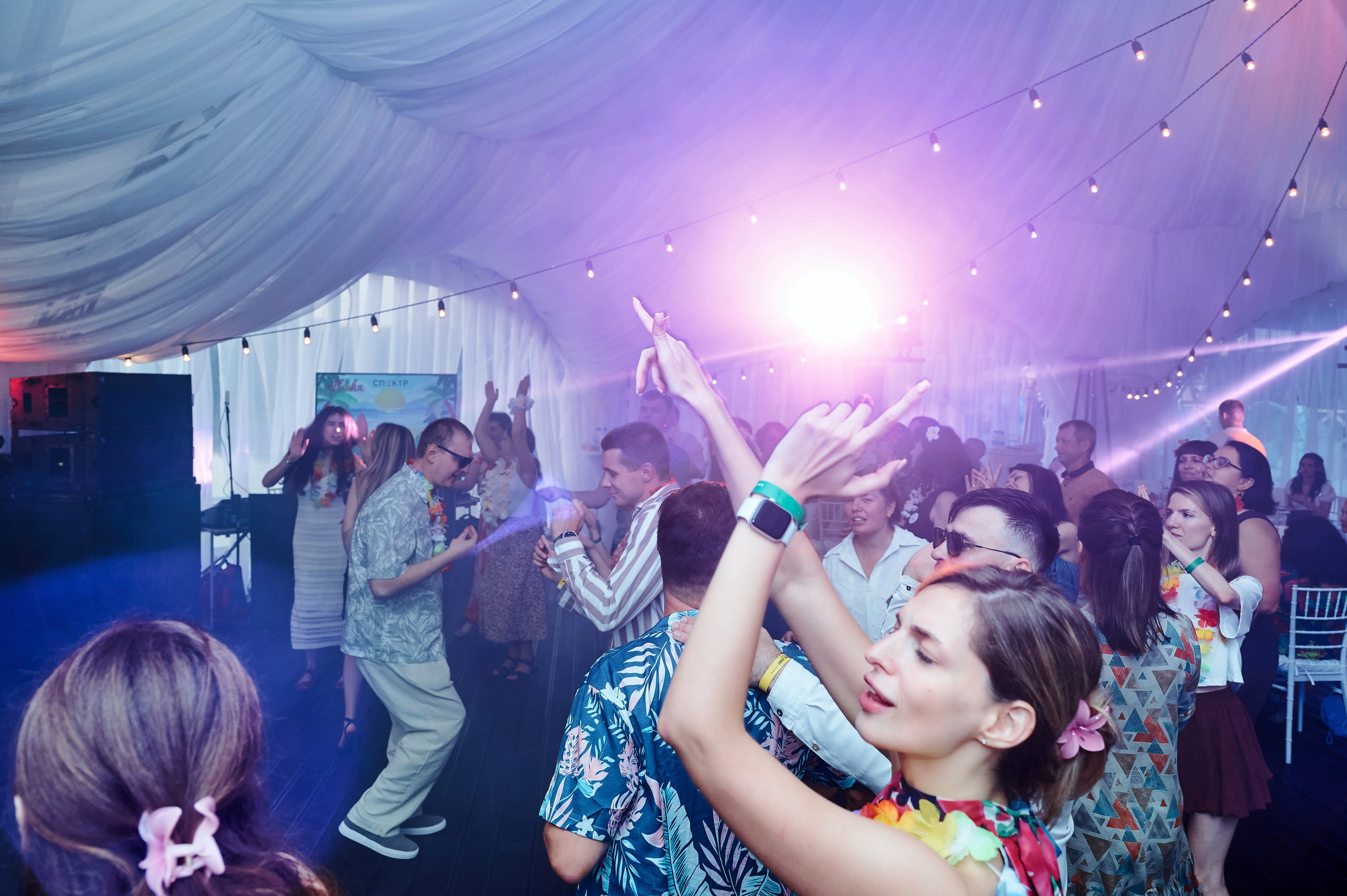 Концертное выступление, артист на сцене с фиолетовым освещением, живое событие фотография