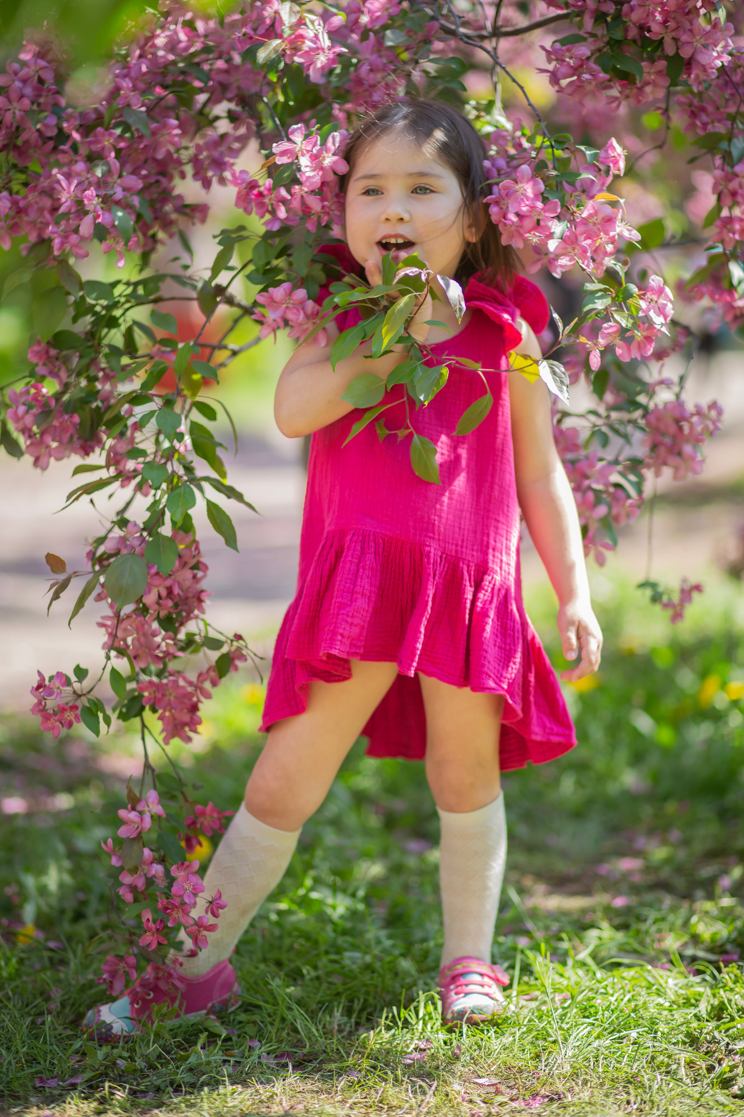 Фотопрогулка-яблони розовые. Семейный и детский фотограф в Москве и МО — Александра