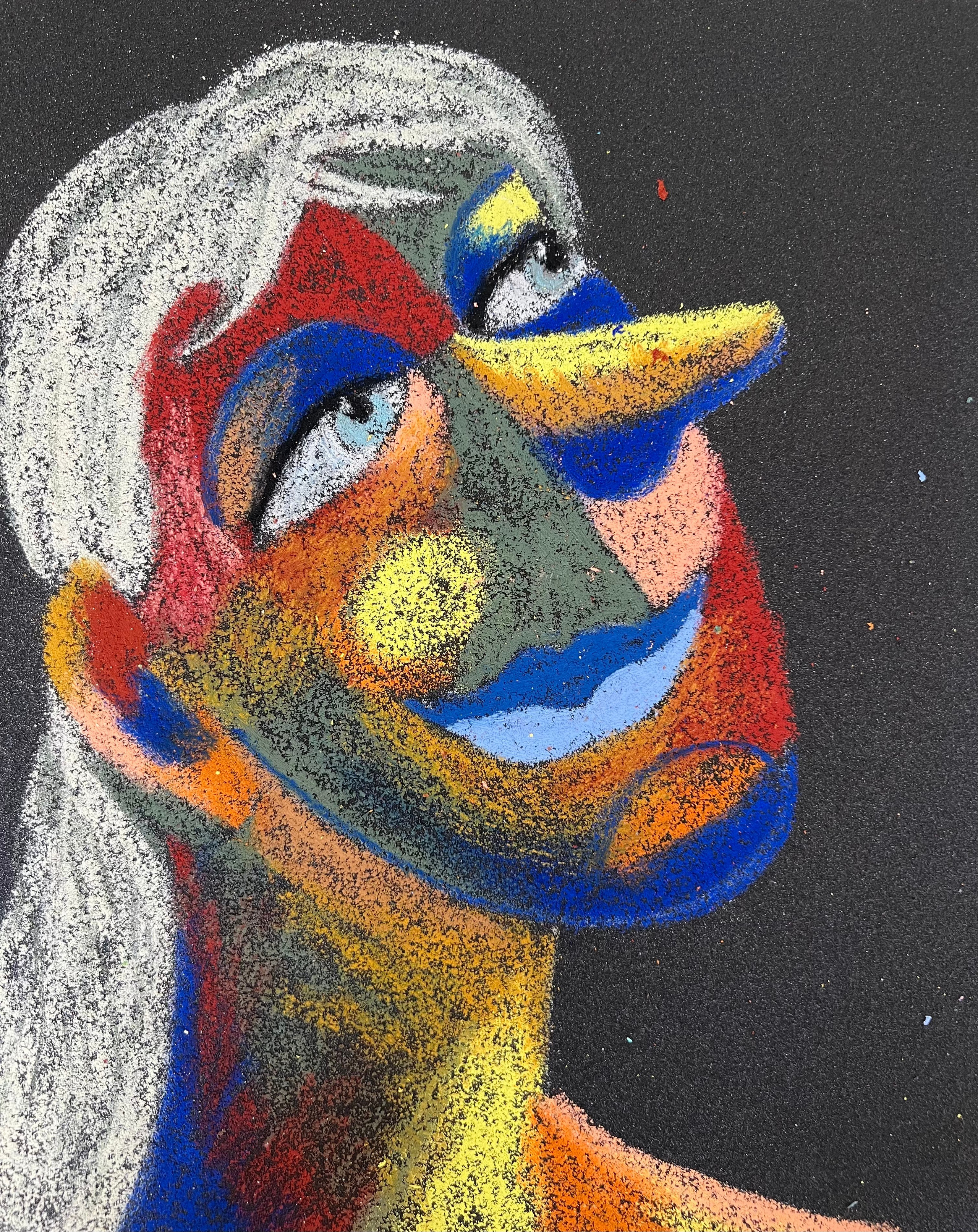 Summer. Oil pastel, sandpaper. 28 x 23 cm