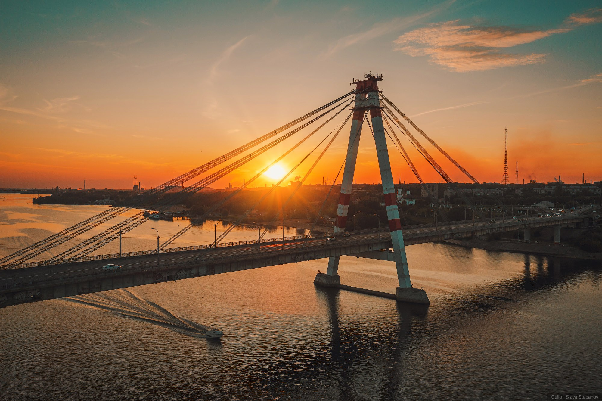 Череповец мост река с высоты