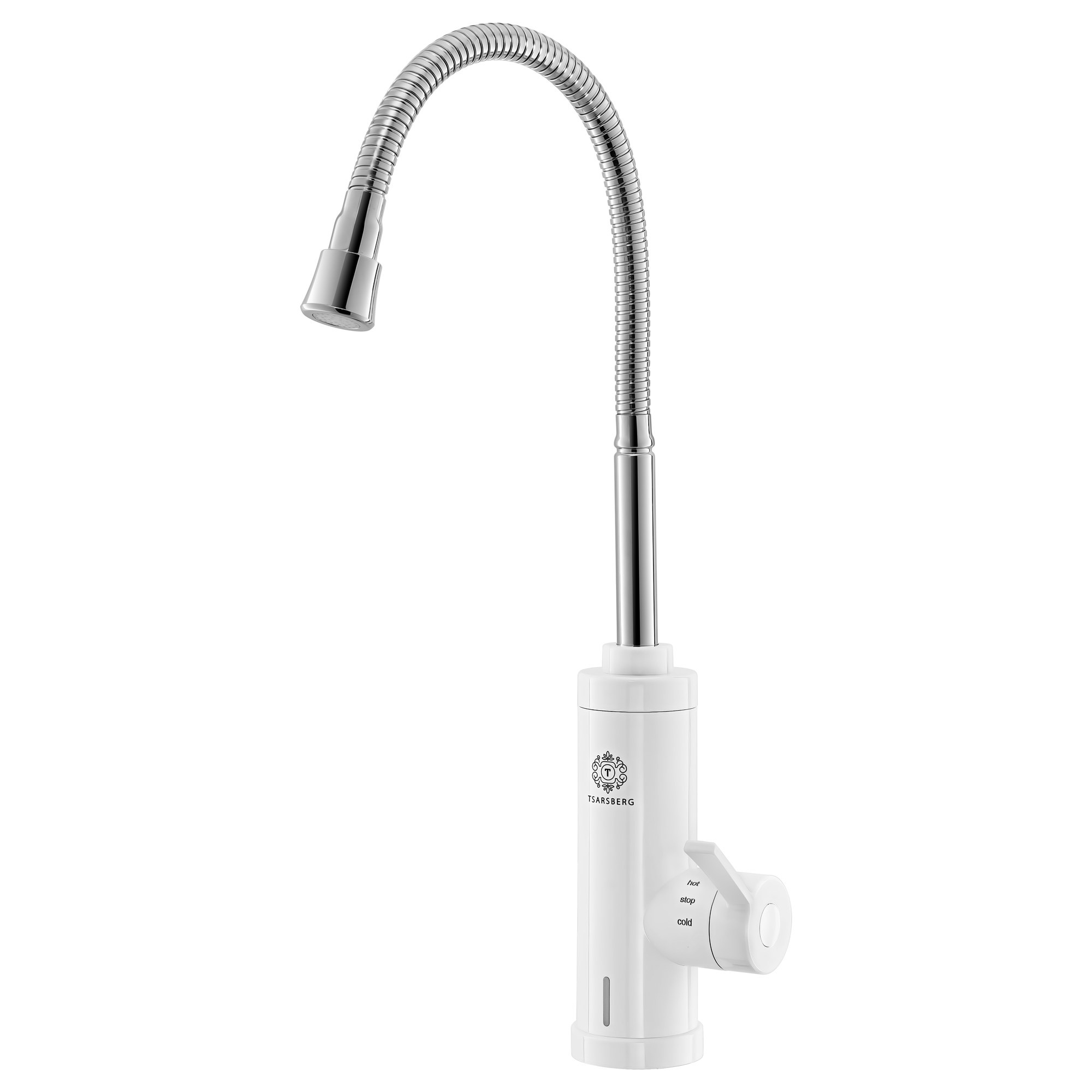 Проточный электрический водонагреватель нержавеющая сталь белый