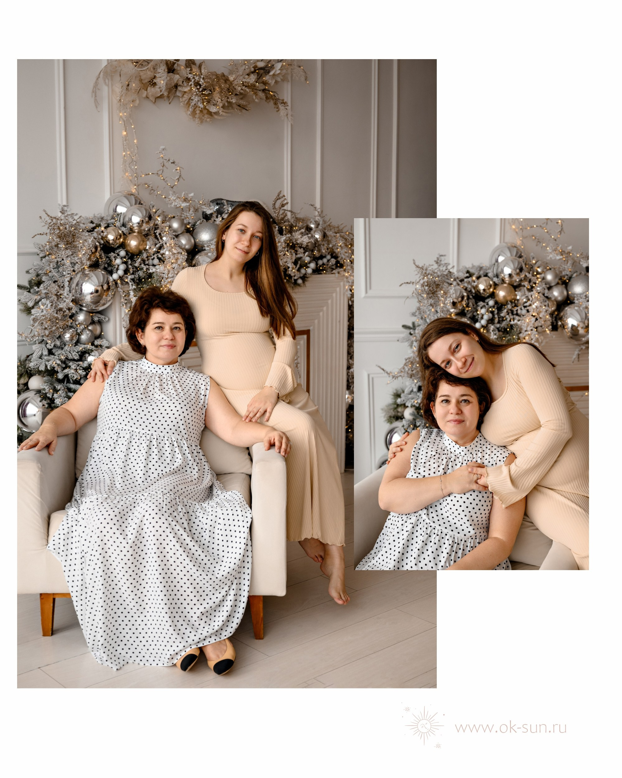 Новогодняя фотосессия беременности с бабушкой в студии