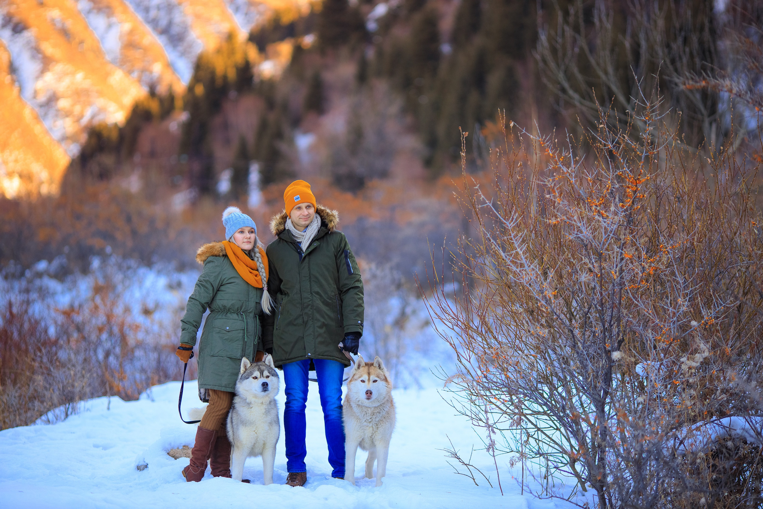 Зимняя фотосессия с Хаски. Свадебный и семейный фотограф в Алматы Алексей Балышев