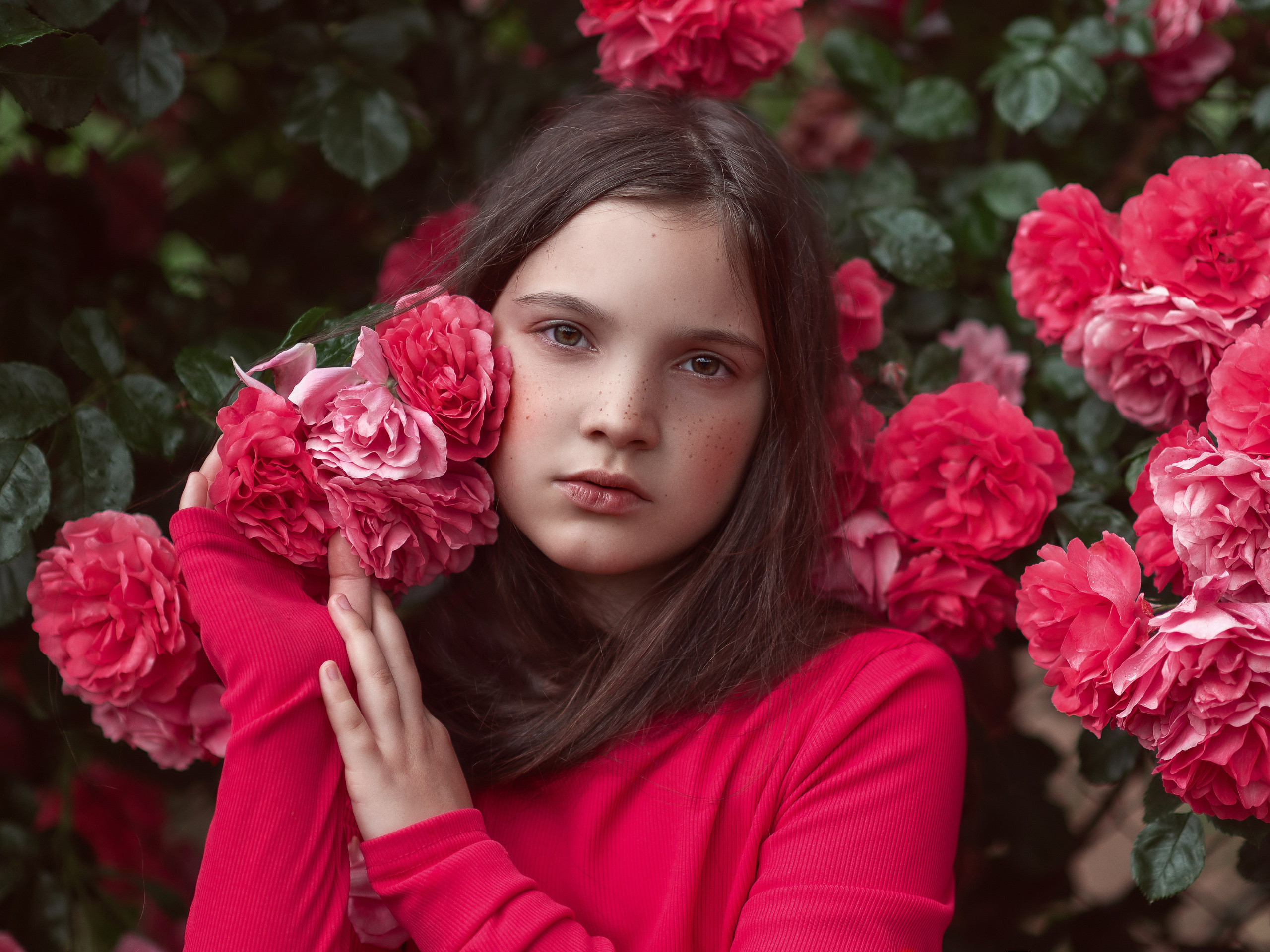 Цветущие дети в цветущих розах в Севастополе