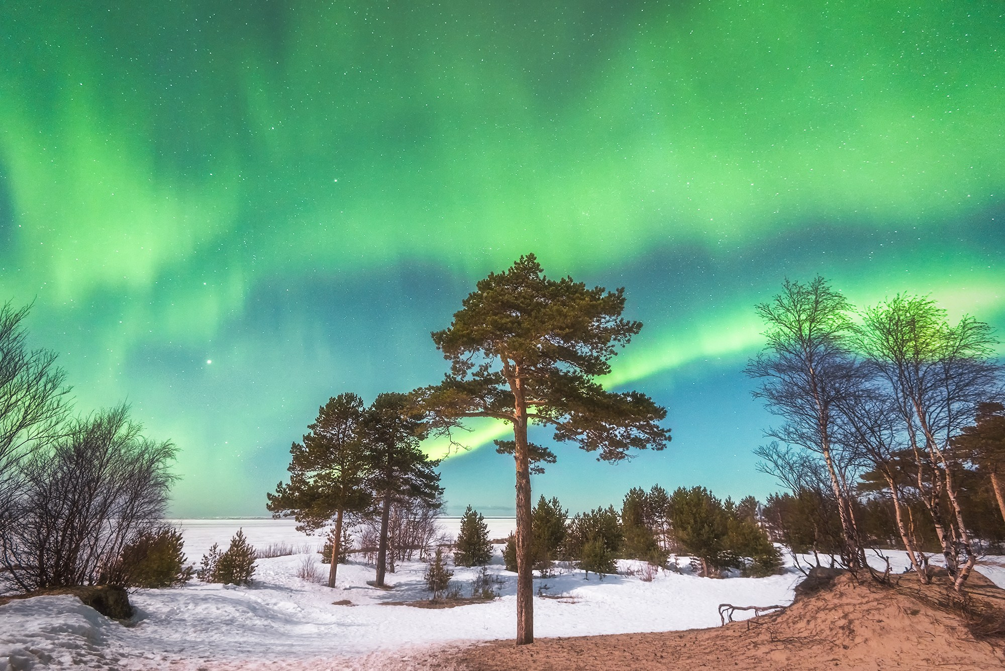 Северное сияние. Аэросъемка в Архангельске, Александр Ермолин