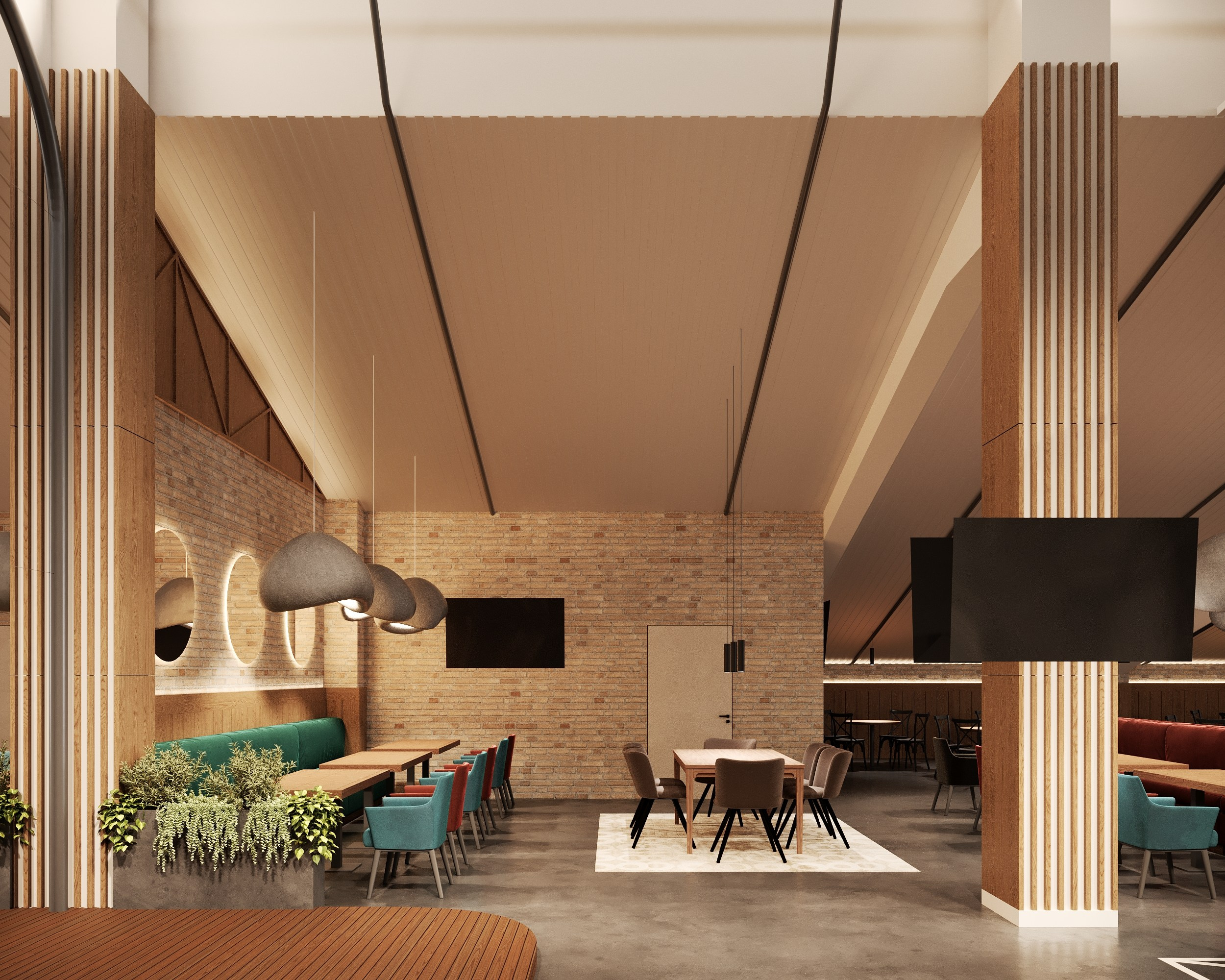 Дизайн кафе на мансардном этаже Ноябрьск. Архитектор-дизайнер в Казани