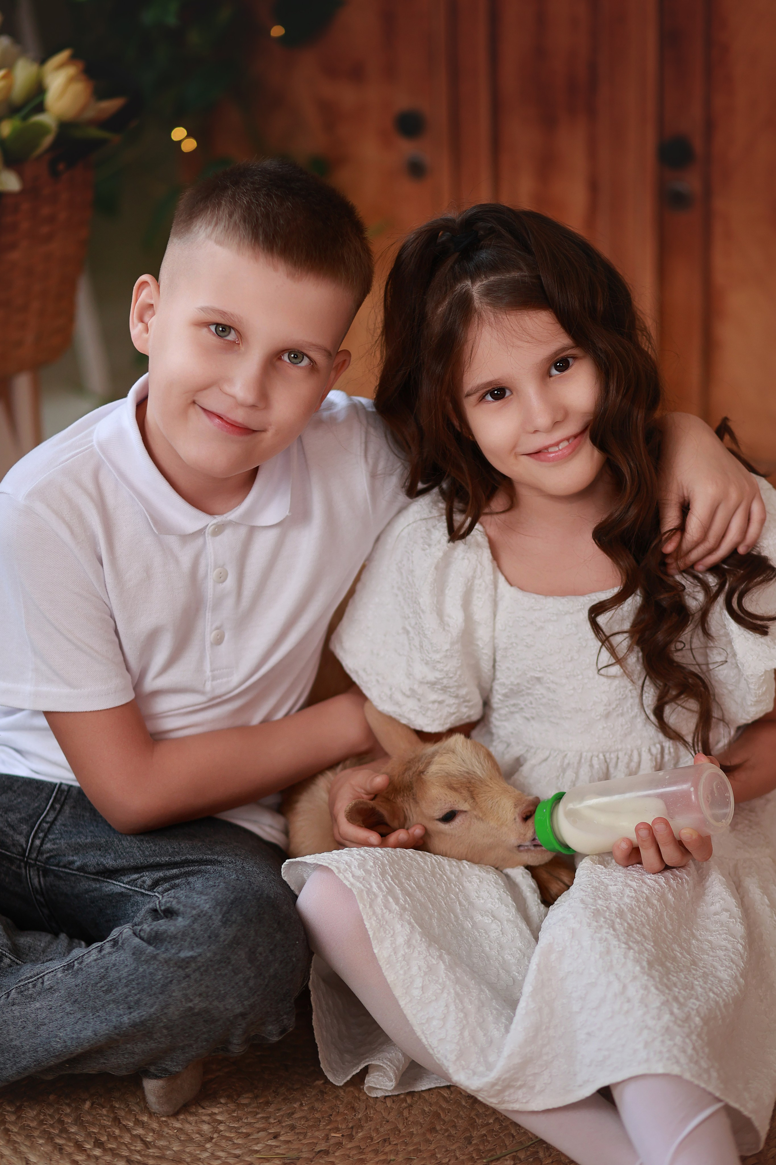 Фотопроект с козочкой и кроликами. Детский семейный фотограф Краснодар